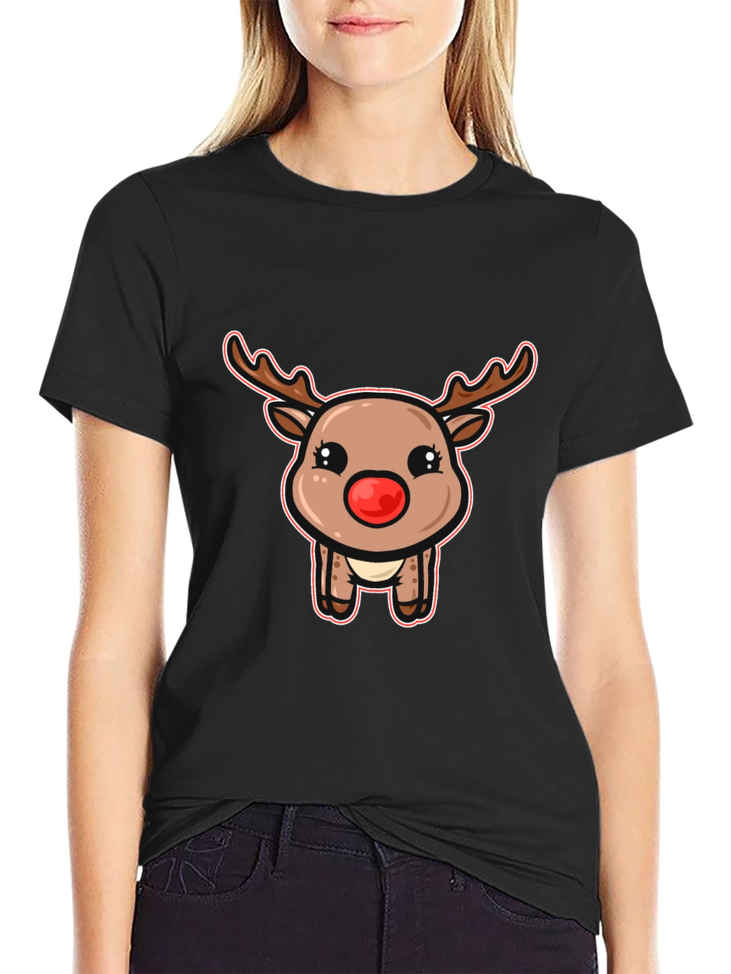 Cute Reindeer Graphic T-Shirt - Festive Holiday Style