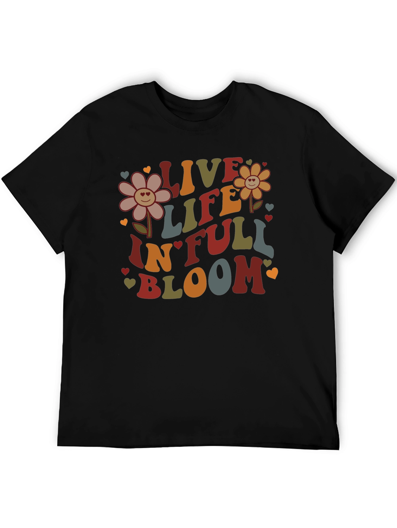Live Life In Full Bloom Black Graphic Tee