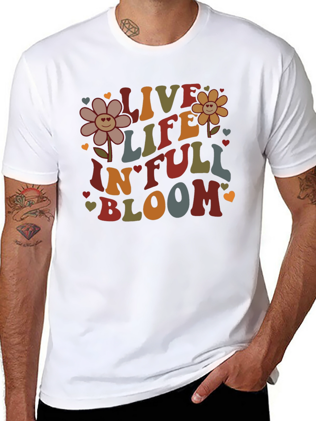 Live Life In Full Bloom Black Graphic Tee