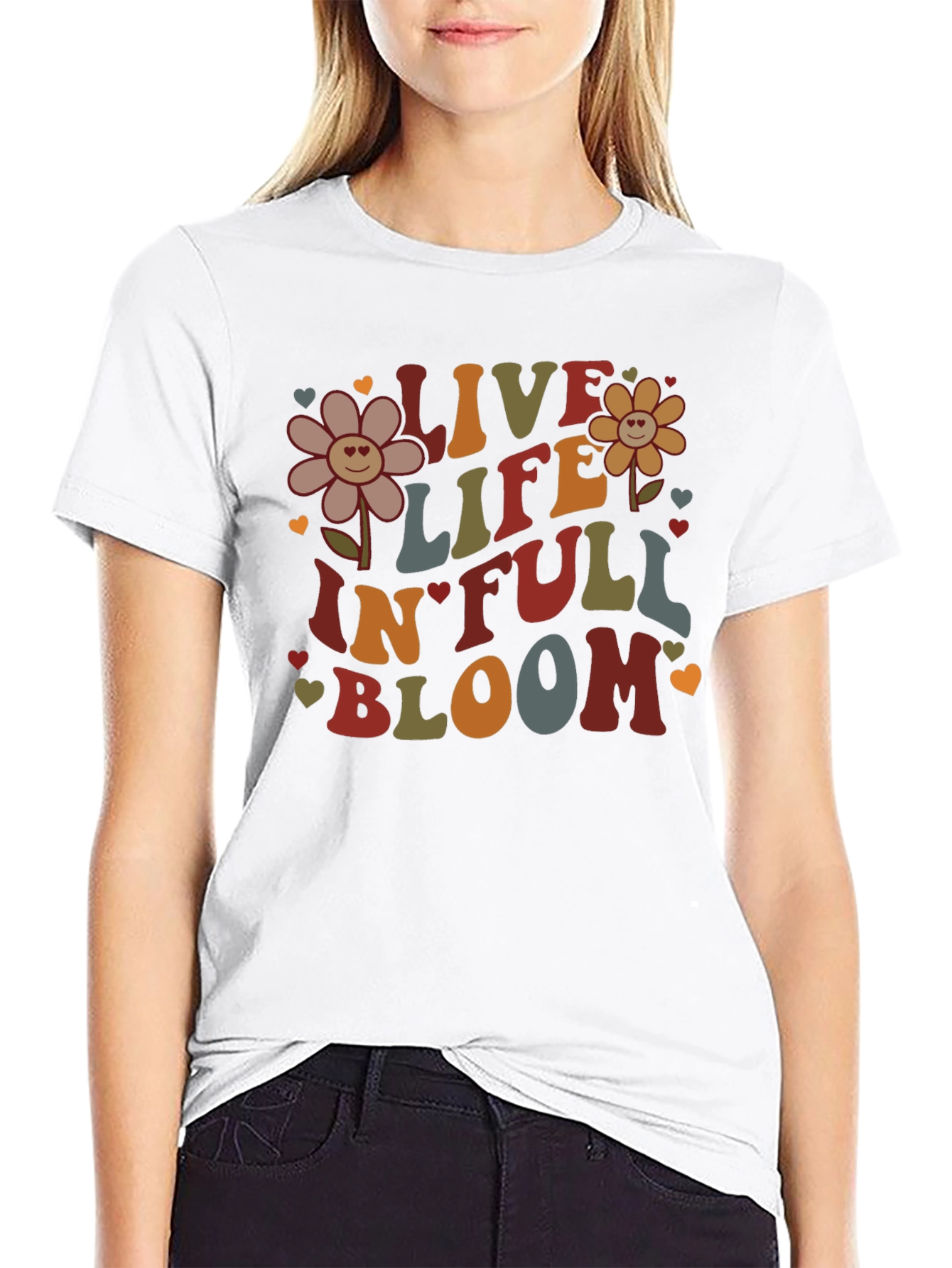 Live Life In Full Bloom Black Graphic Tee