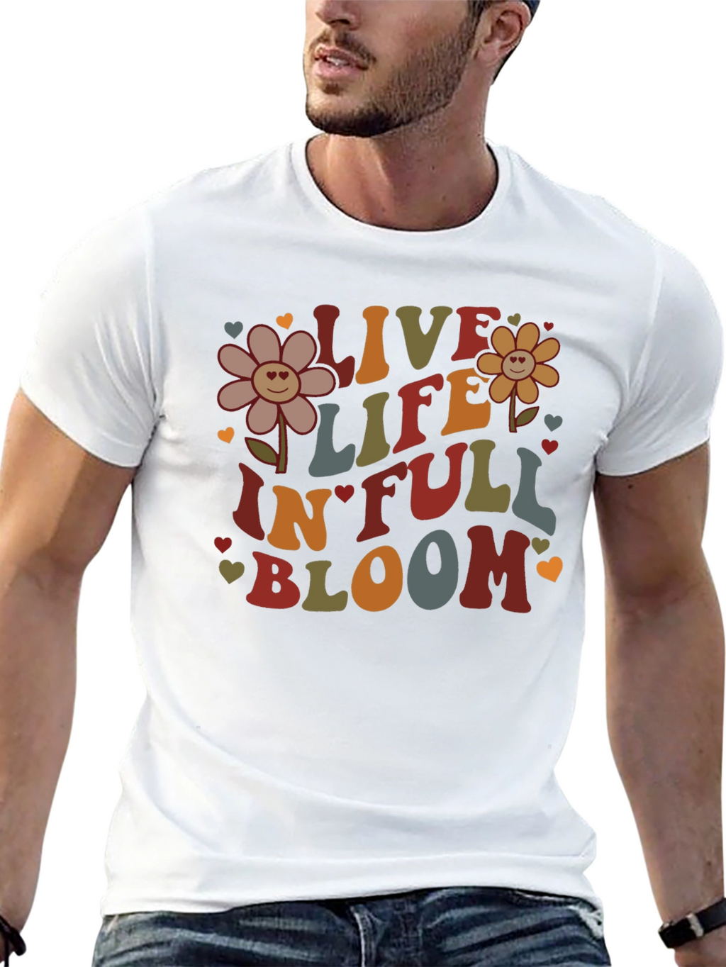 Live Life In Full Bloom Black Graphic Tee