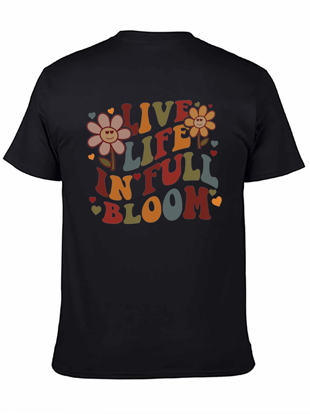 Live Life In Full Bloom Black Graphic Tee