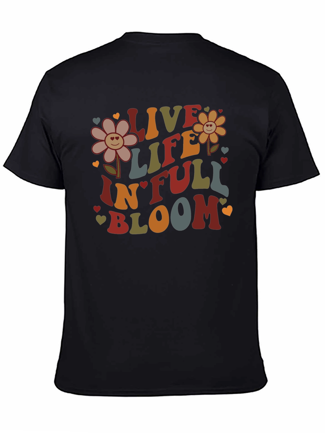 Live Life In Full Bloom Black Graphic Tee
