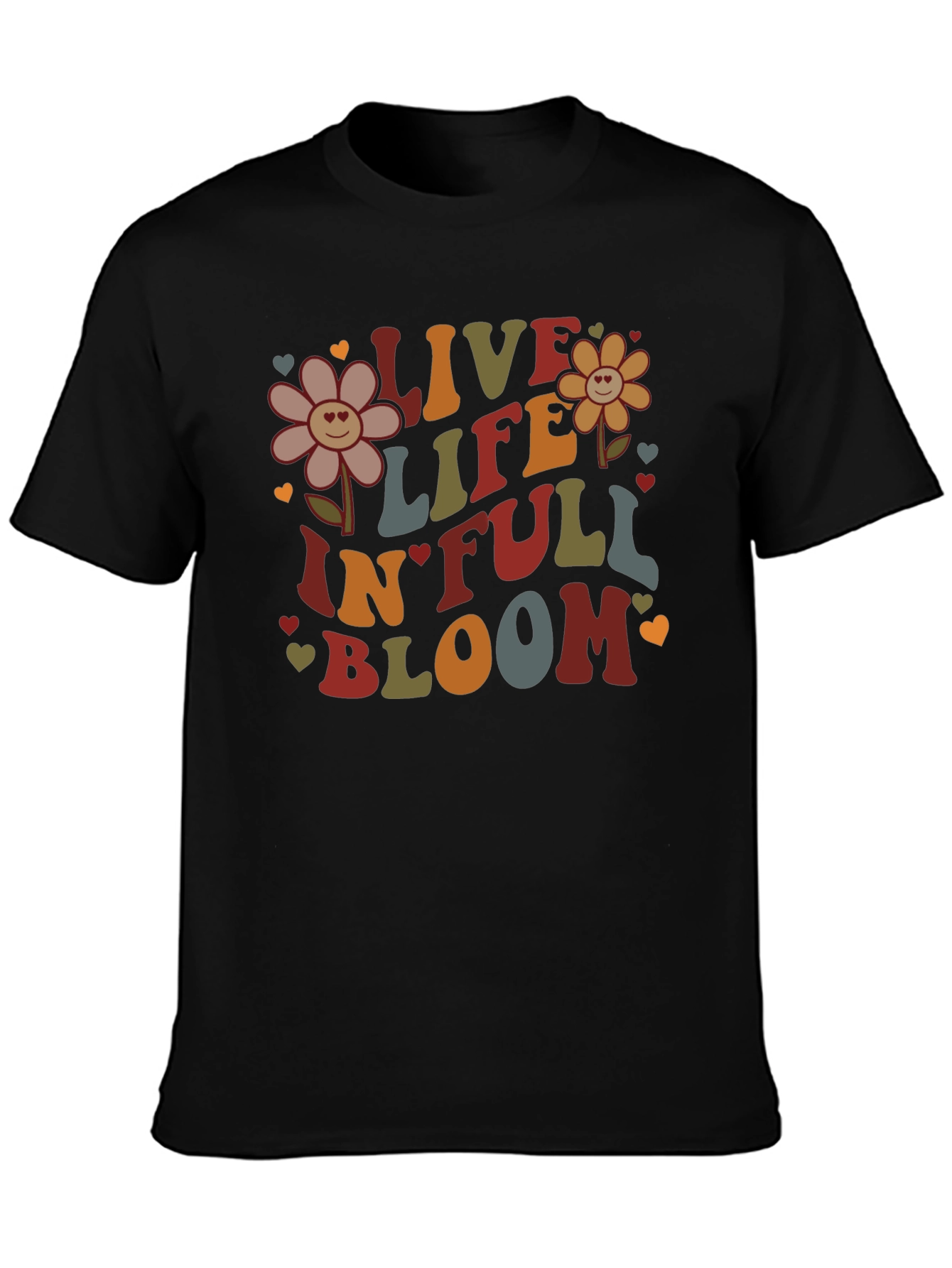 Live Life In Full Bloom Black Graphic Tee