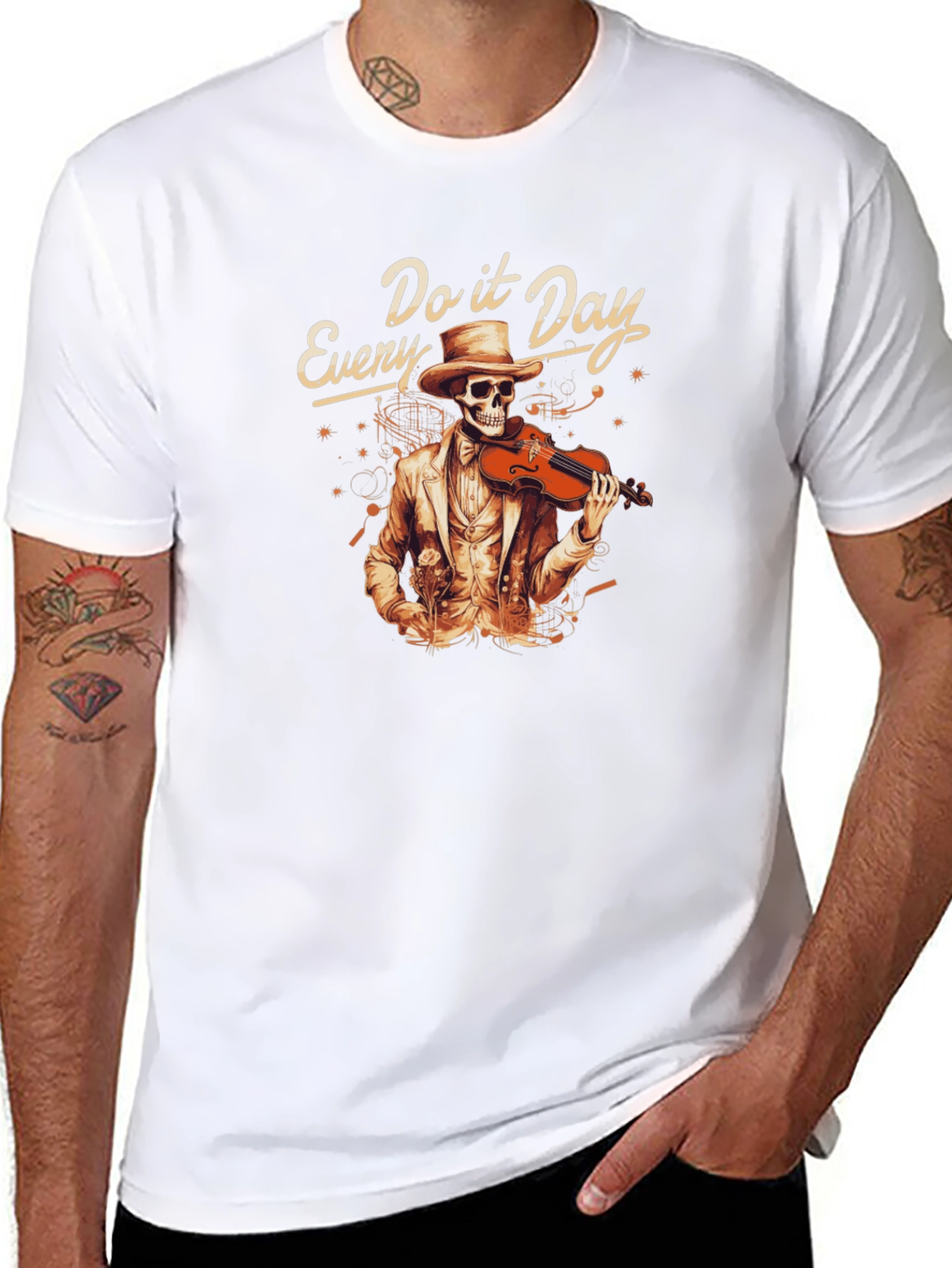 Every Day Do It Skeleton Violin T-Shirt