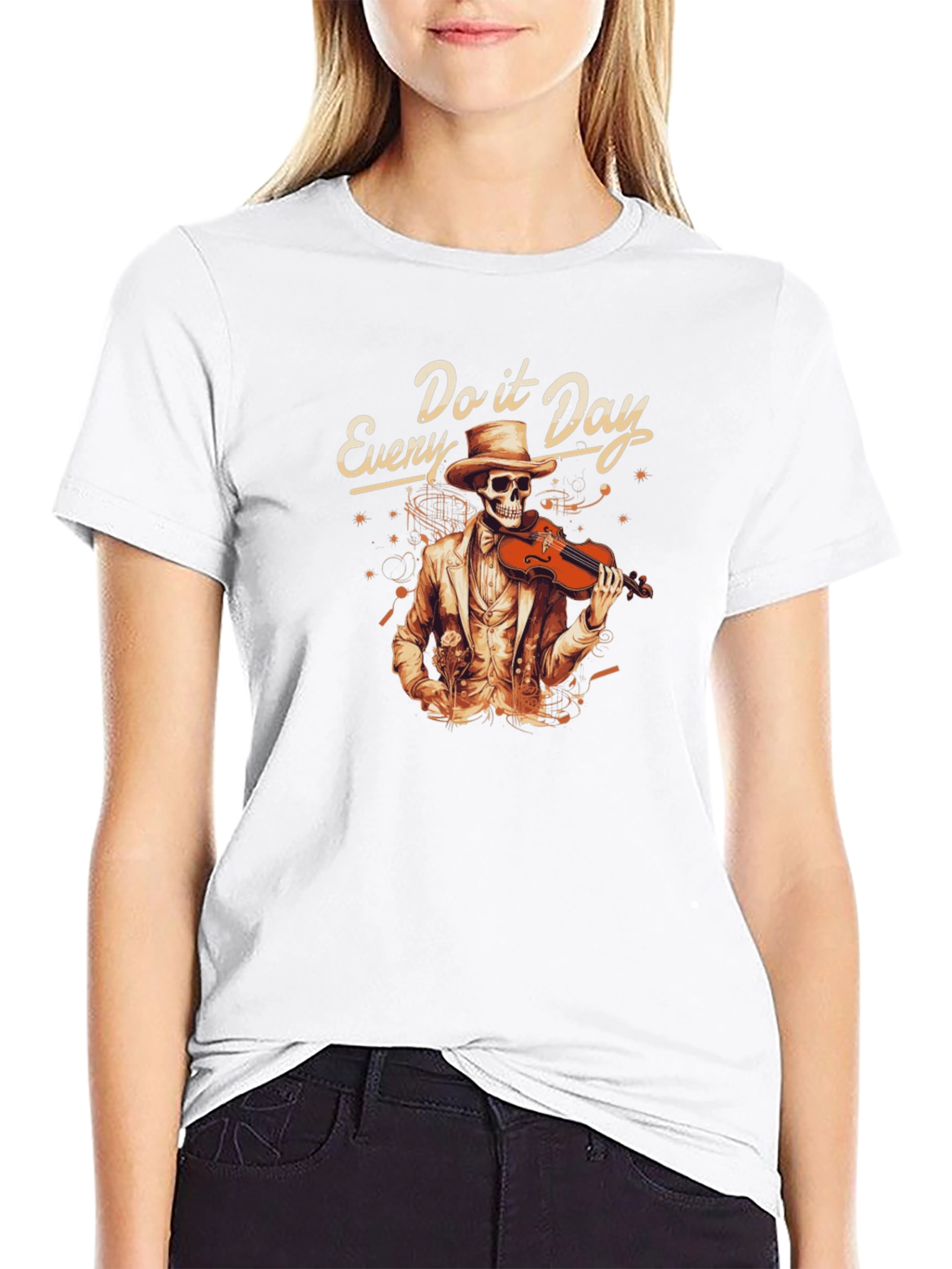 Every Day Do It Skeleton Violin T-Shirt
