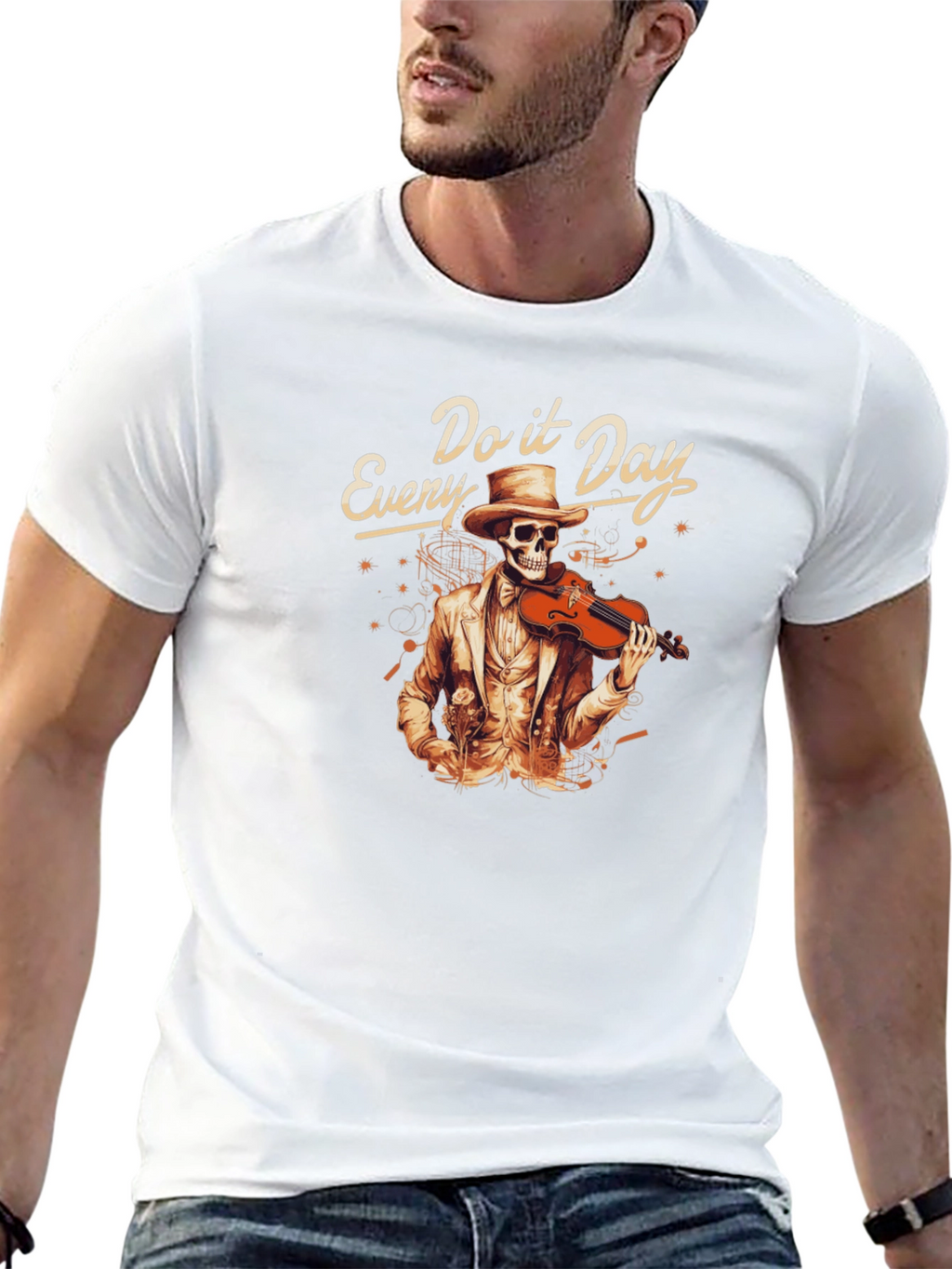 Every Day Do It Skeleton Violin T-Shirt