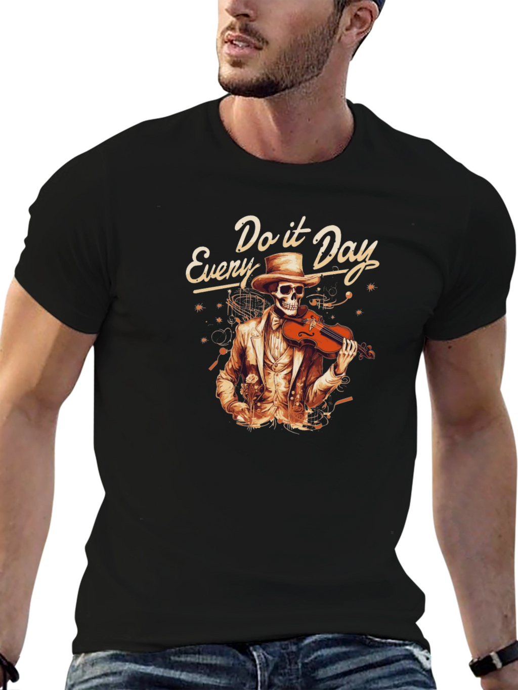 Every Day Do It Skeleton Violin T-Shirt