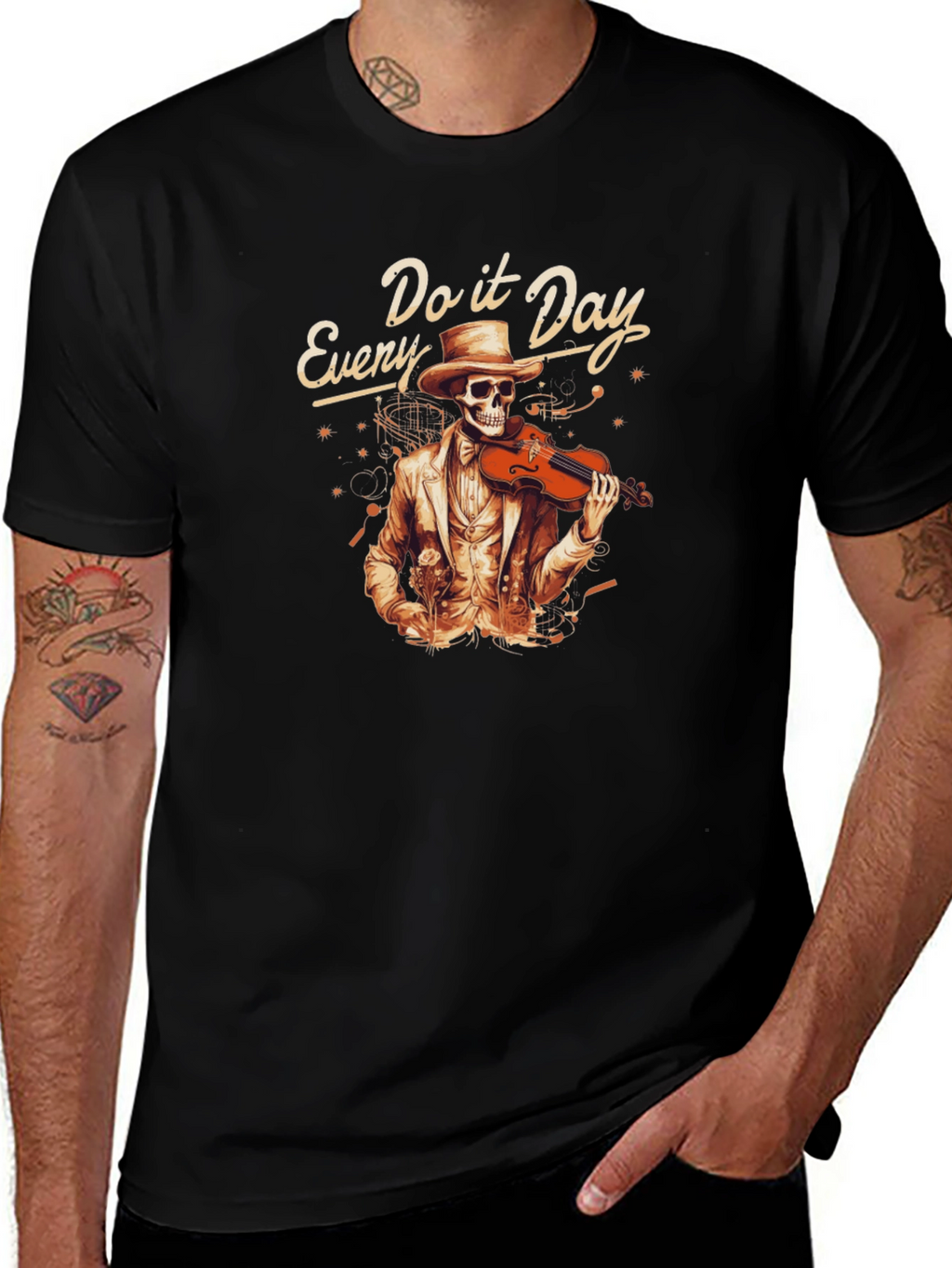 Every Day Do It Skeleton Violin T-Shirt