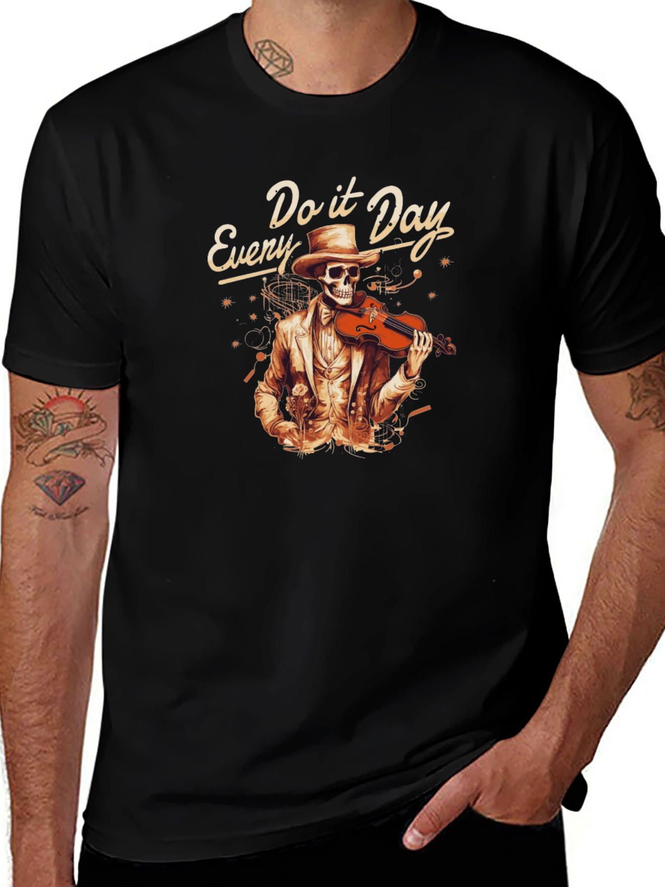 Every Day Do It Skeleton Violin T-Shirt