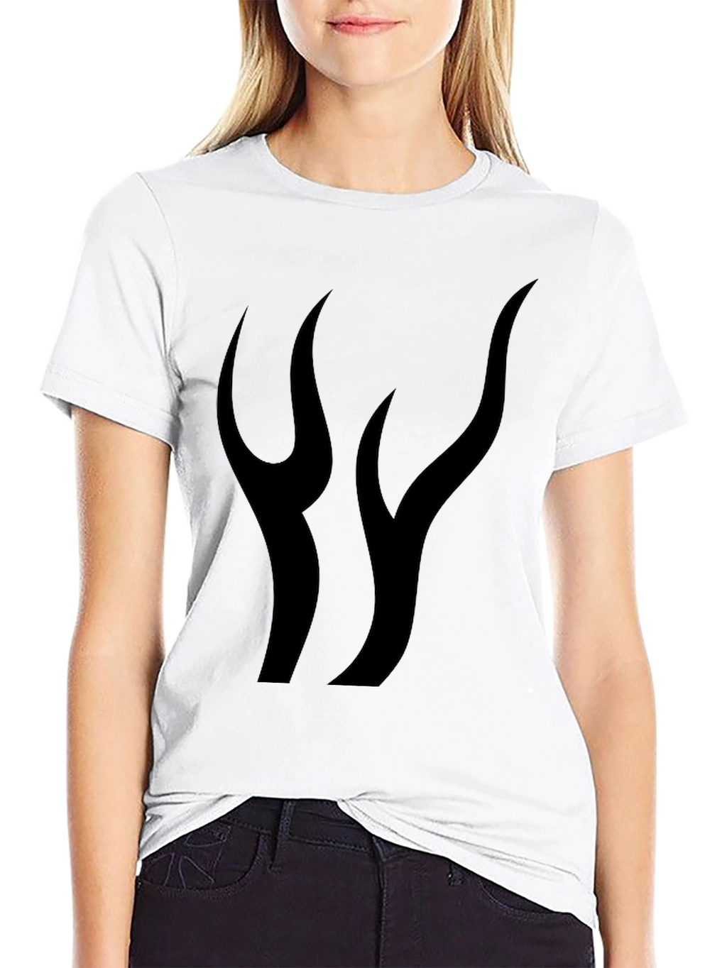 Mens Black Graphic Tee - Abstract Flame Design