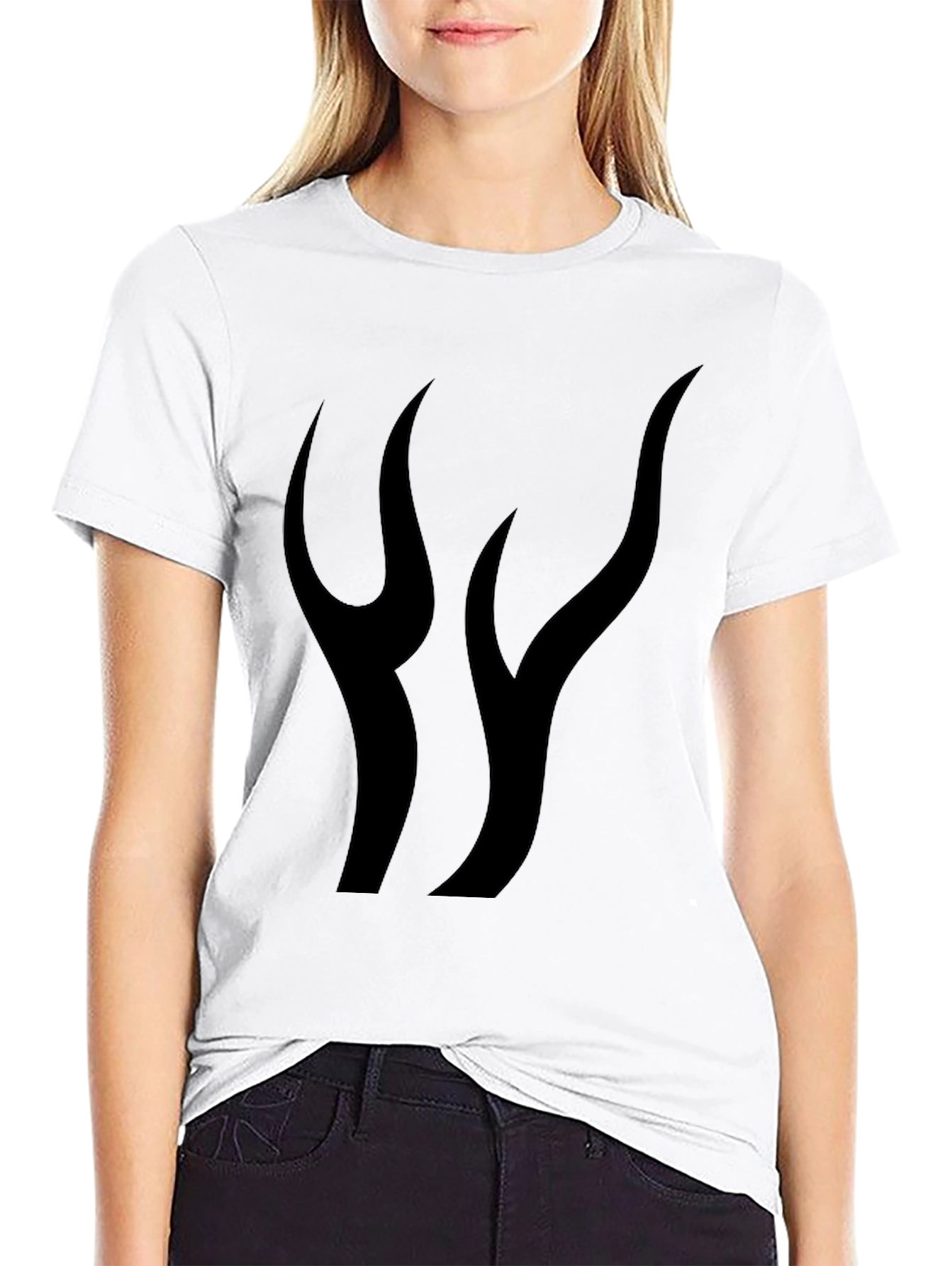 Mens Black Graphic Tee - Abstract Flame Design