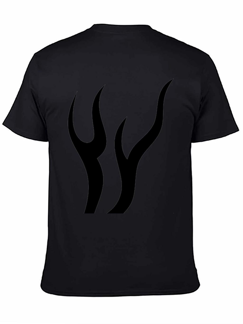 Mens Black Graphic Tee - Abstract Flame Design