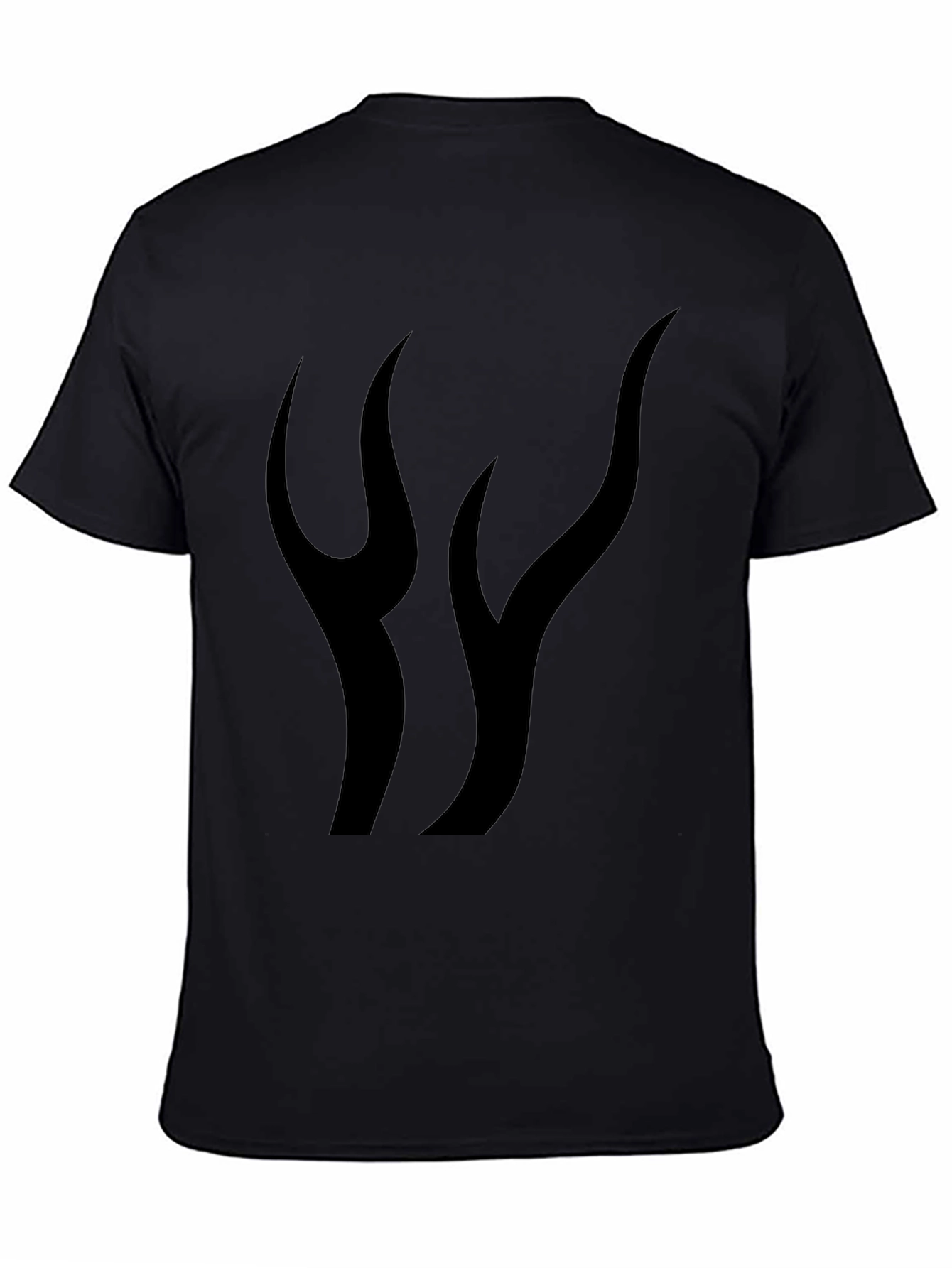 Mens Black Graphic Tee - Abstract Flame Design