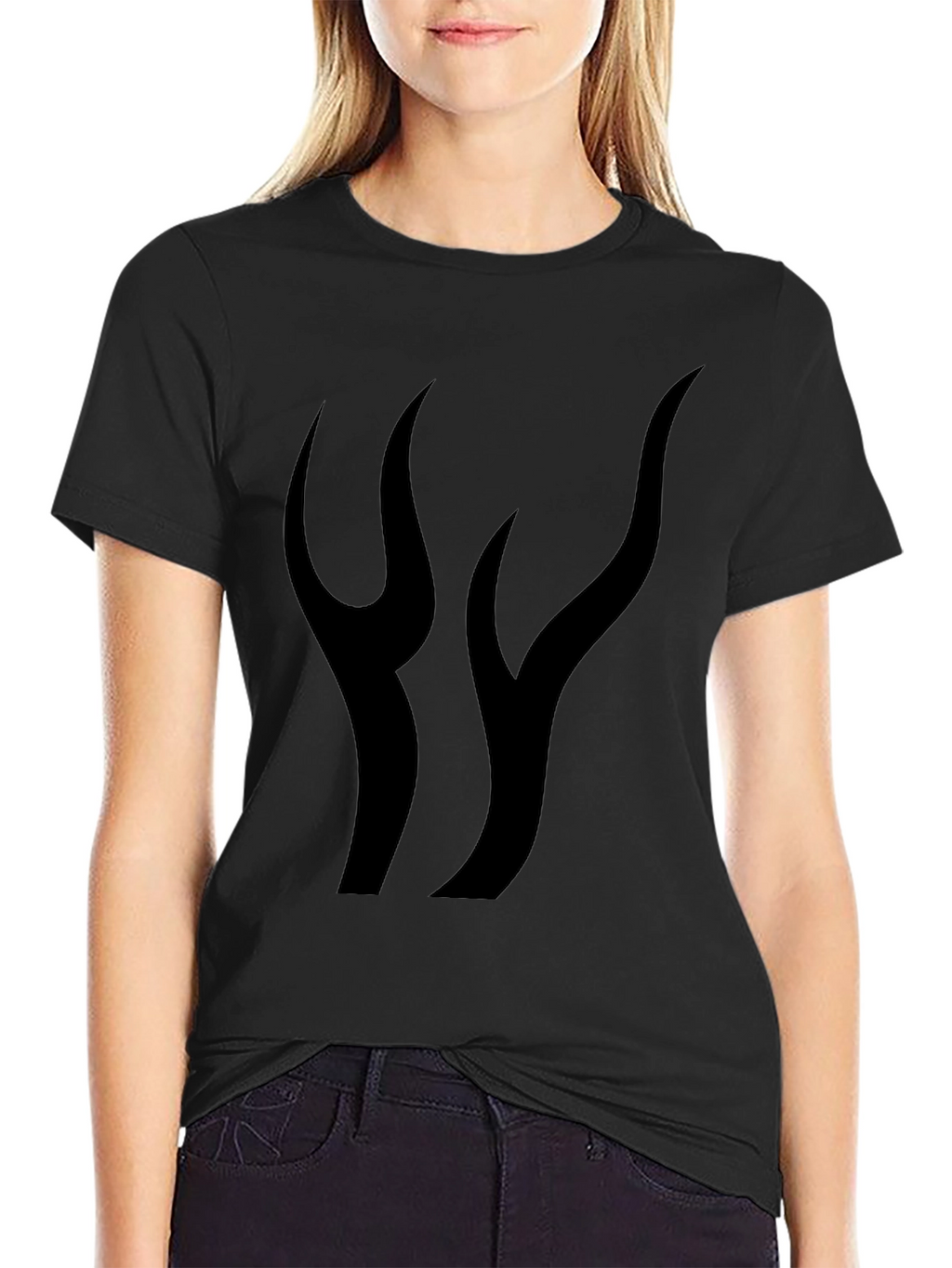 Mens Black Graphic Tee - Abstract Flame Design