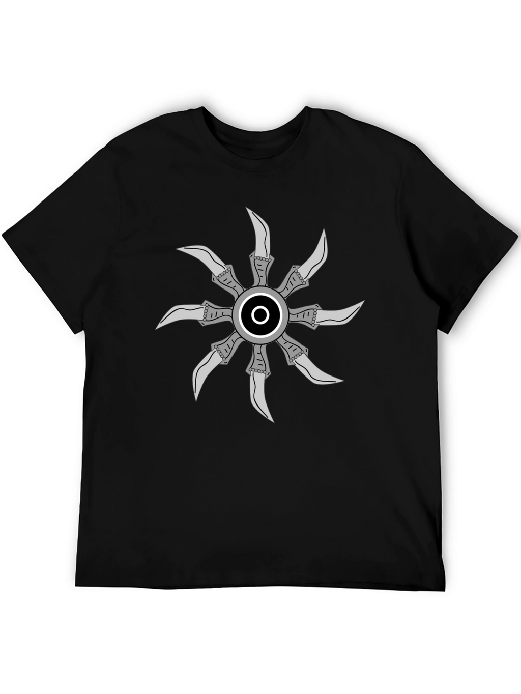 Graphic Tee with Unique Circular Blade Design