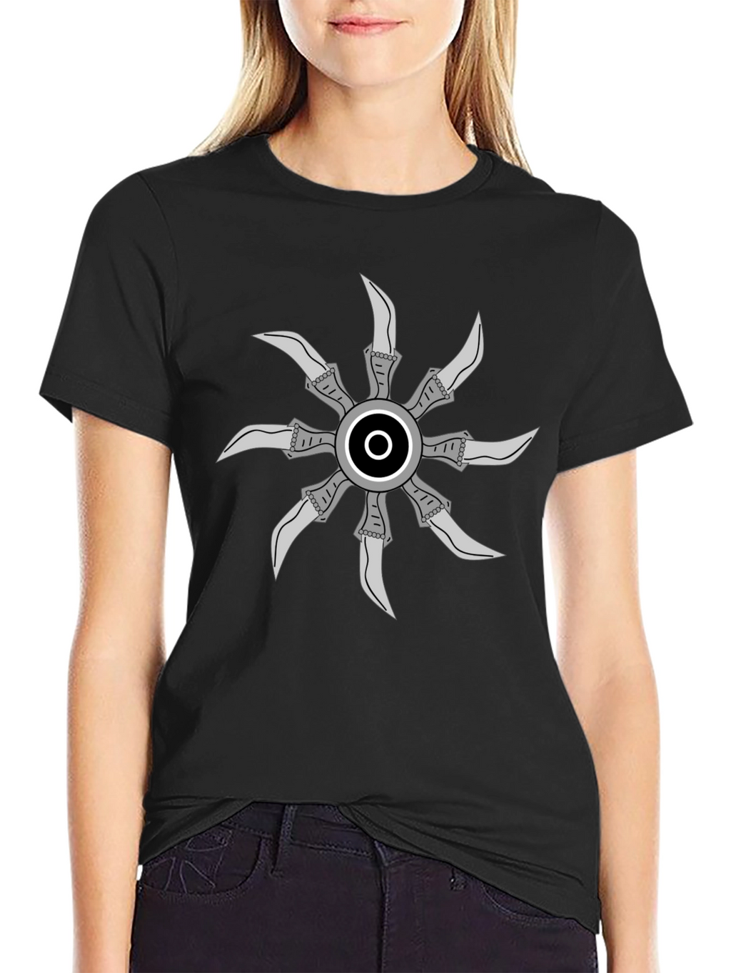 Graphic Tee with Unique Circular Blade Design