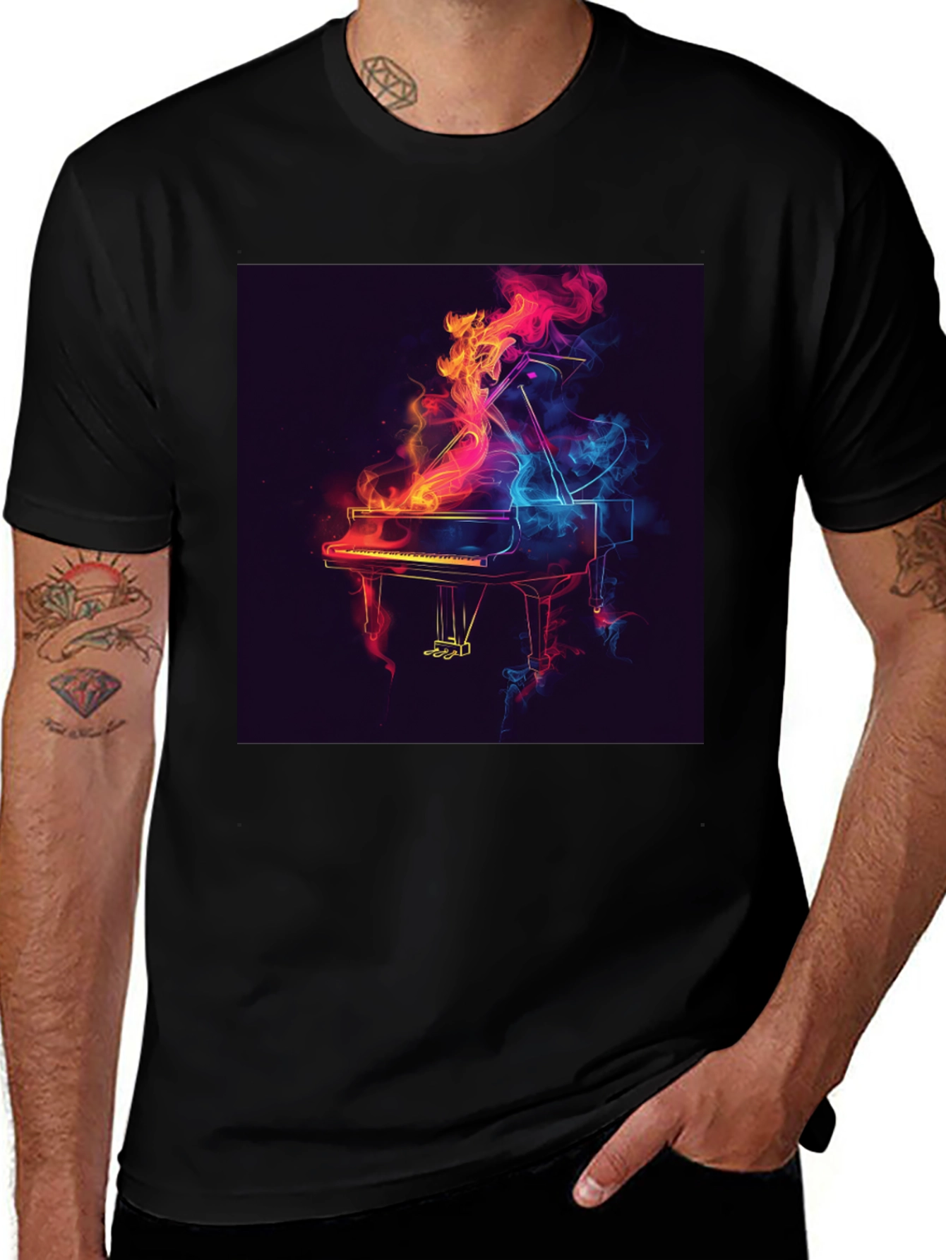 Piano Flame Graphic Tee - Black