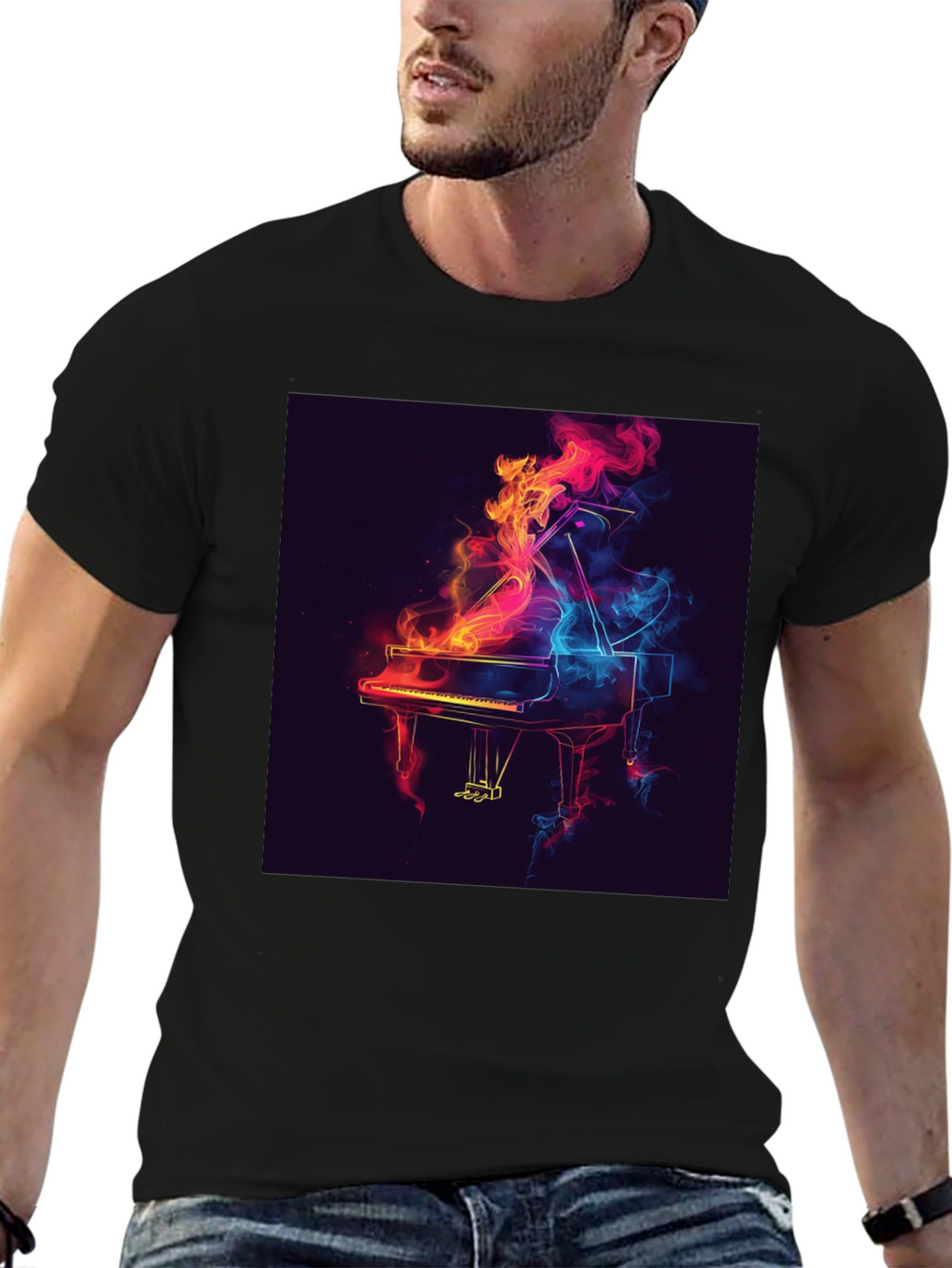 Piano Flame Graphic Tee - Black