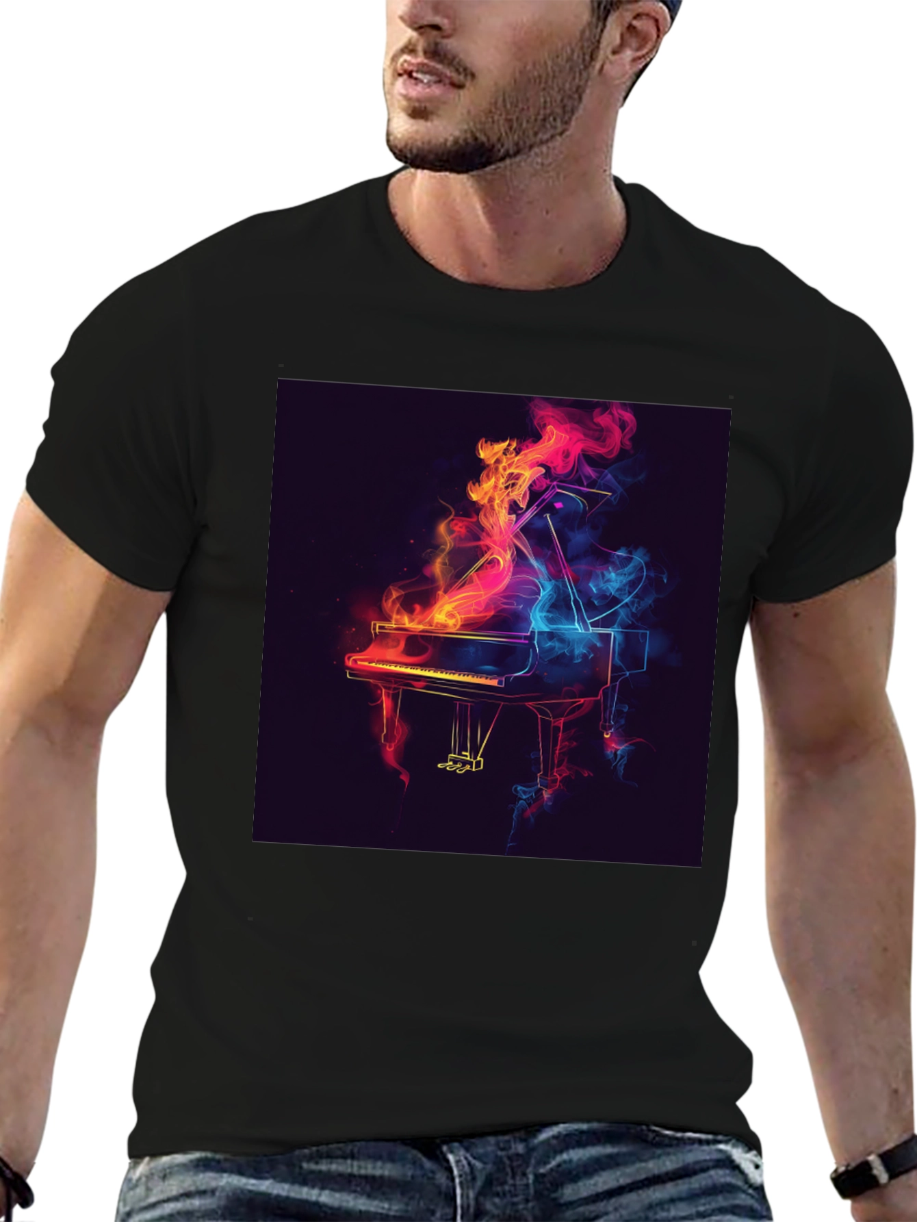Piano Flame Graphic Tee - Black