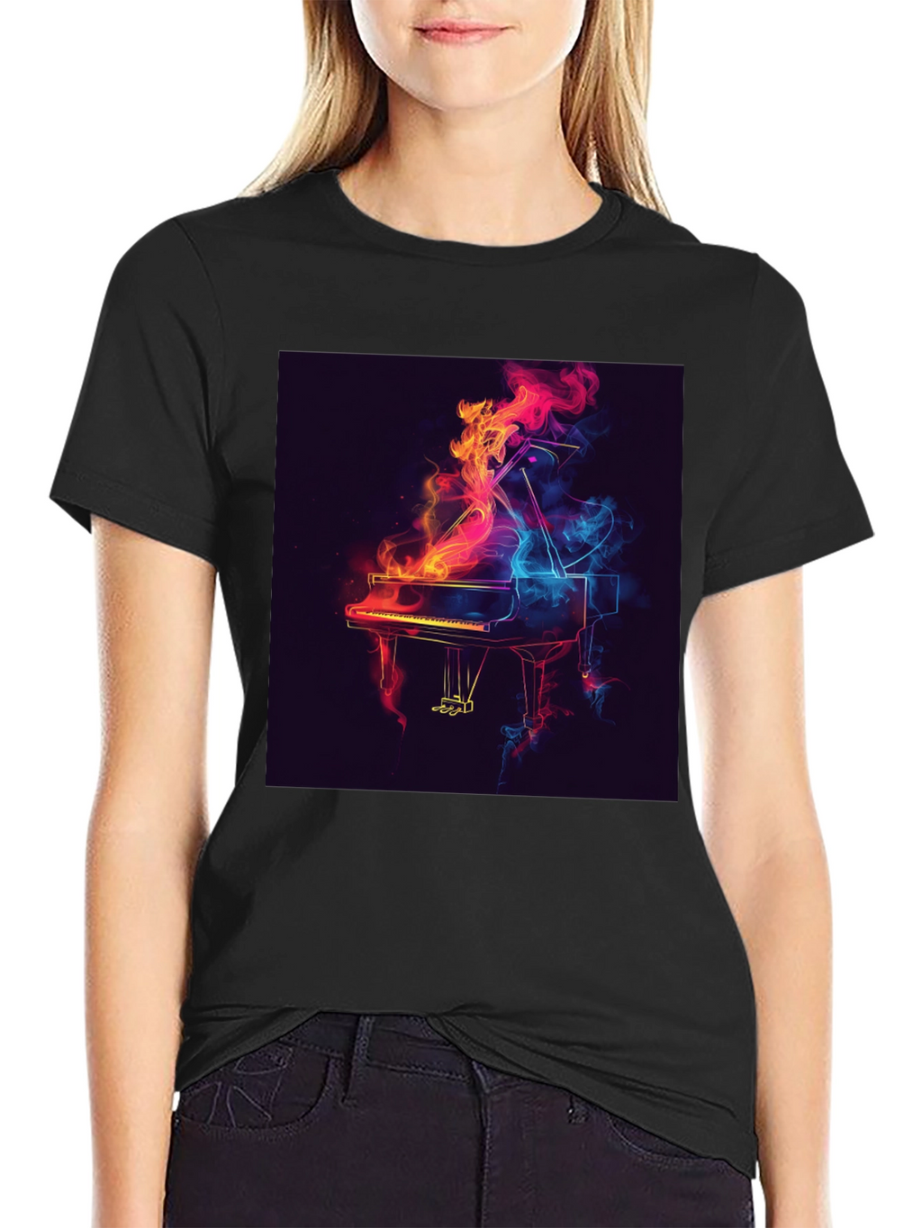 Piano Flame Graphic Tee - Black