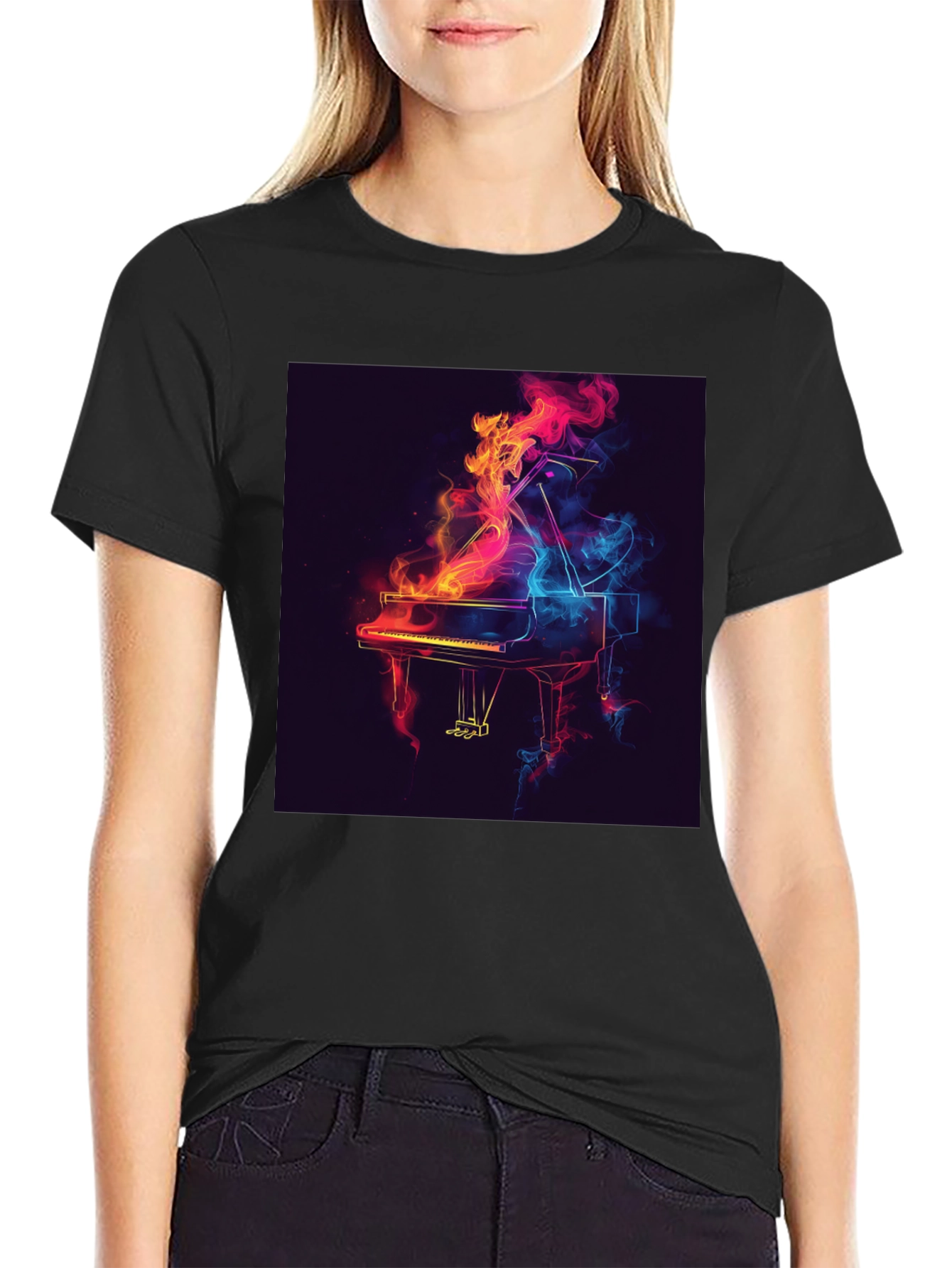 Piano Flame Graphic Tee - Black