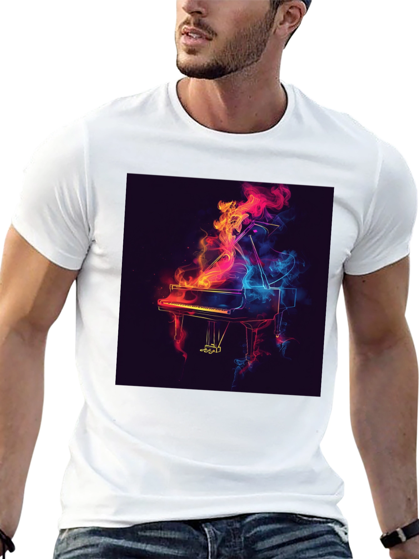 Piano Flame Graphic Tee - Black