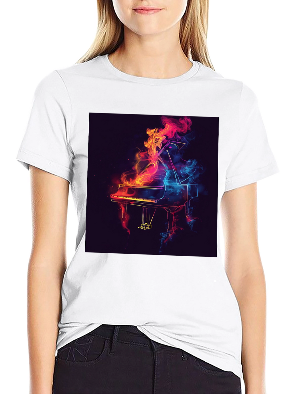 Piano Flame Graphic Tee - Black
