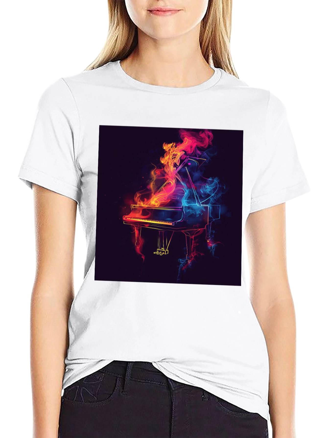 Piano Flame Graphic Tee - Black