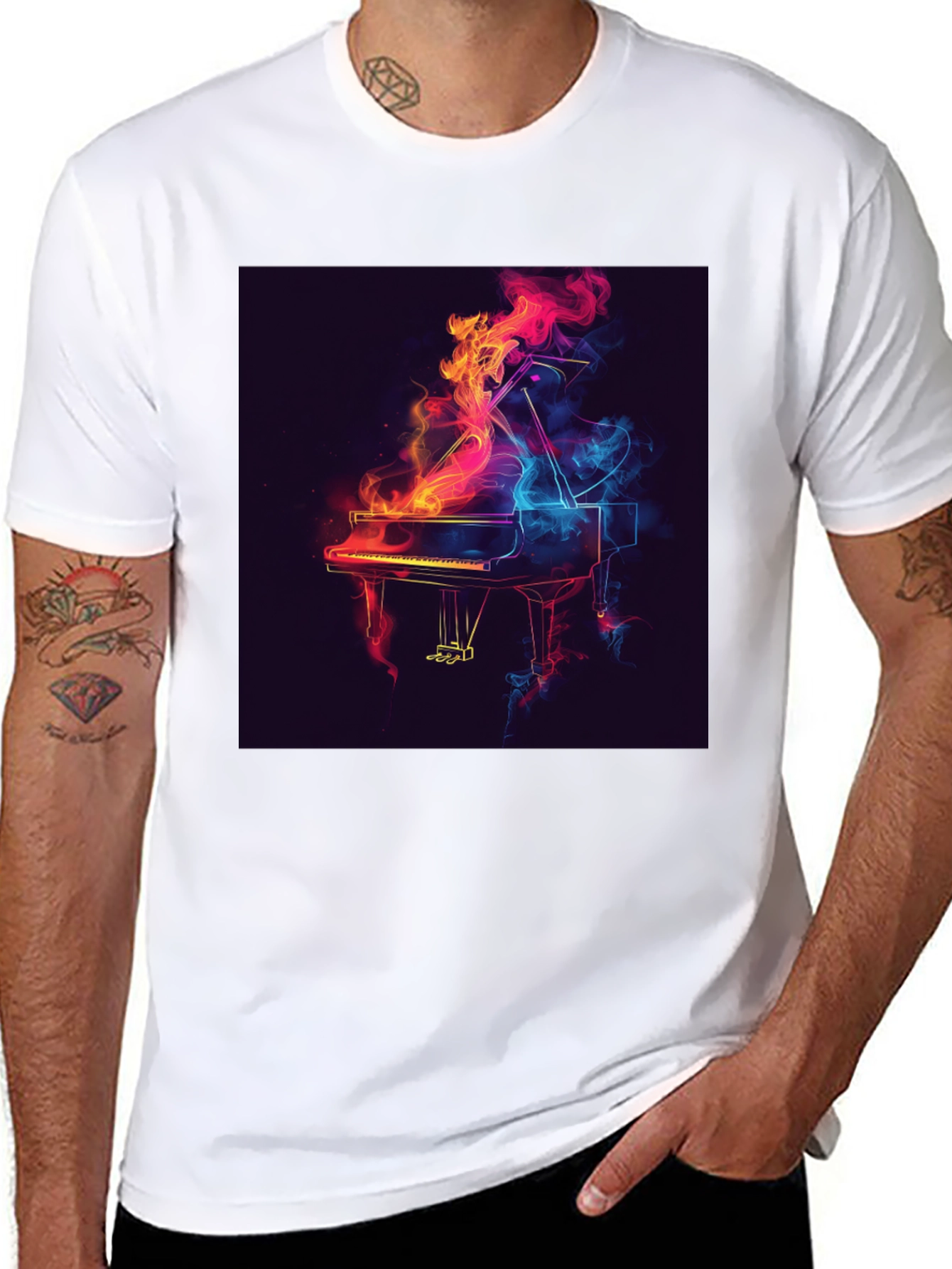 Piano Flame Graphic Tee - Black