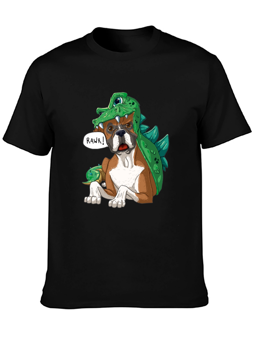 Dog in Dinosaur Costume T-Shirt - Rawr!
