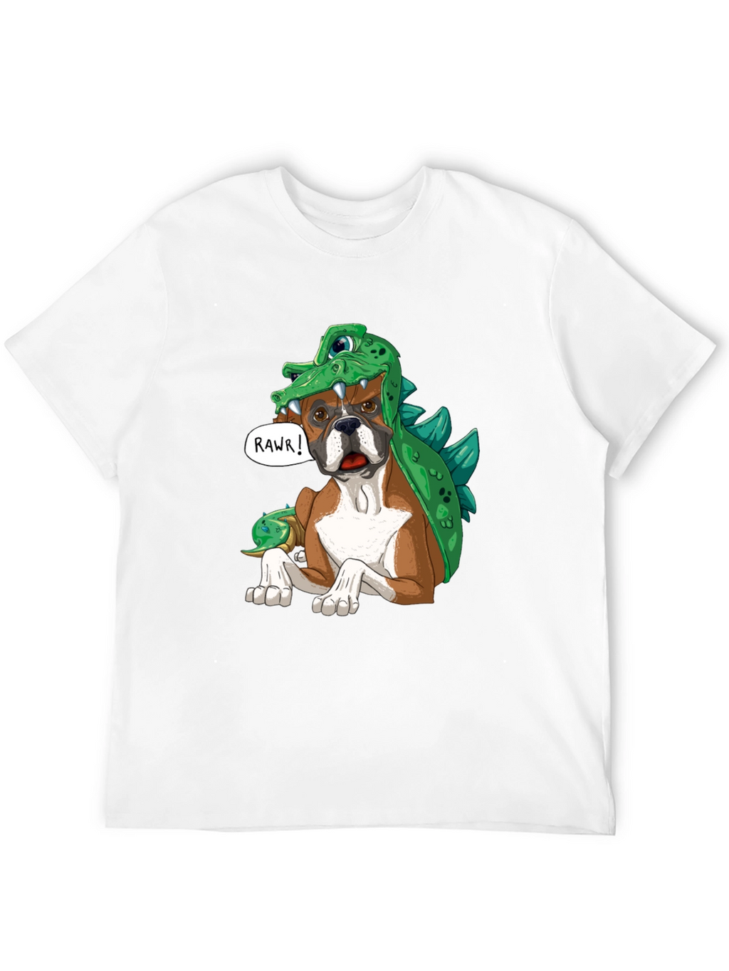 Dog in Dinosaur Costume T-Shirt - Rawr!