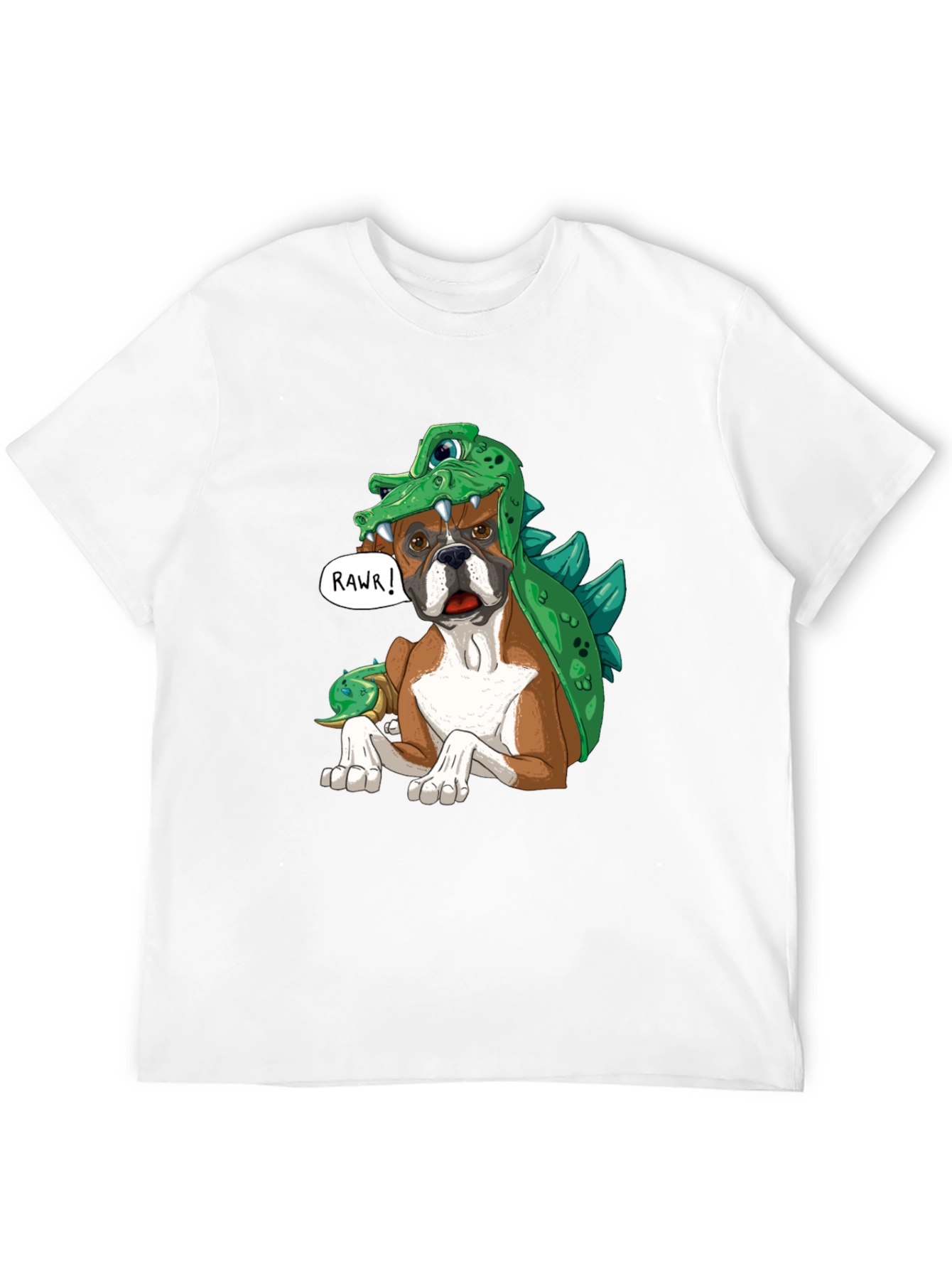 Dog in Dinosaur Costume T-Shirt - Rawr!