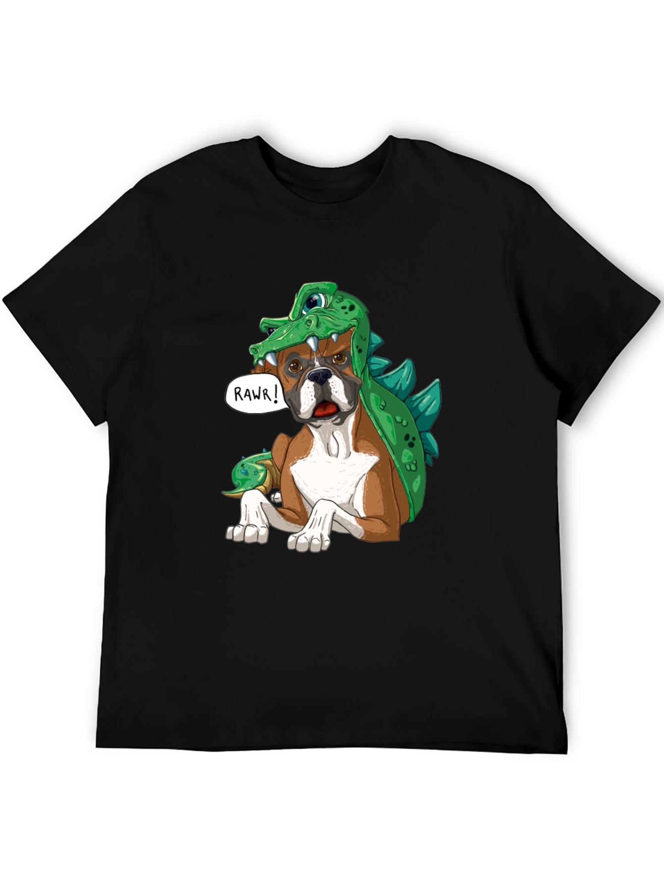 Dog in Dinosaur Costume T-Shirt - Rawr!