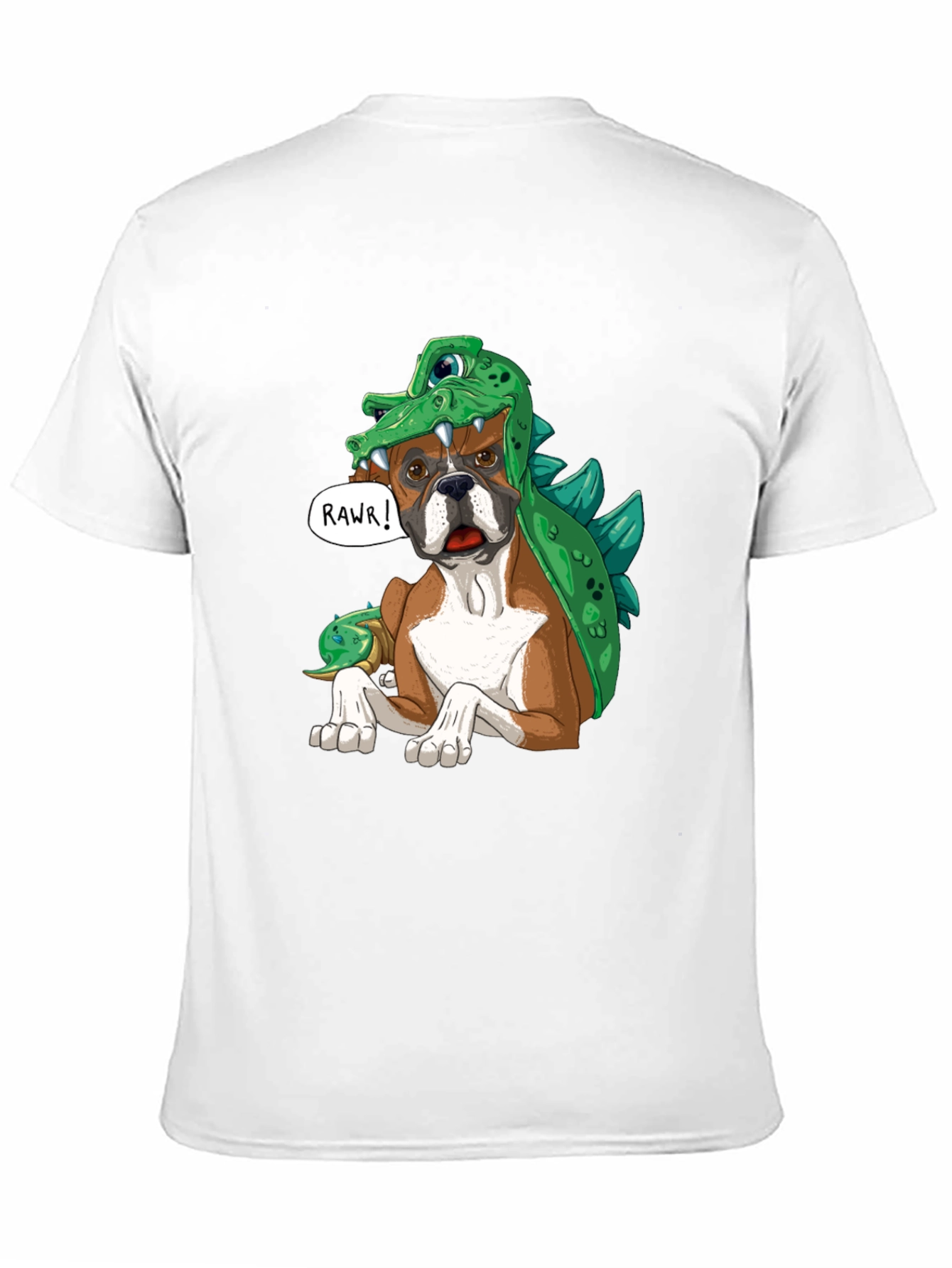 Dog in Dinosaur Costume T-Shirt - Rawr!