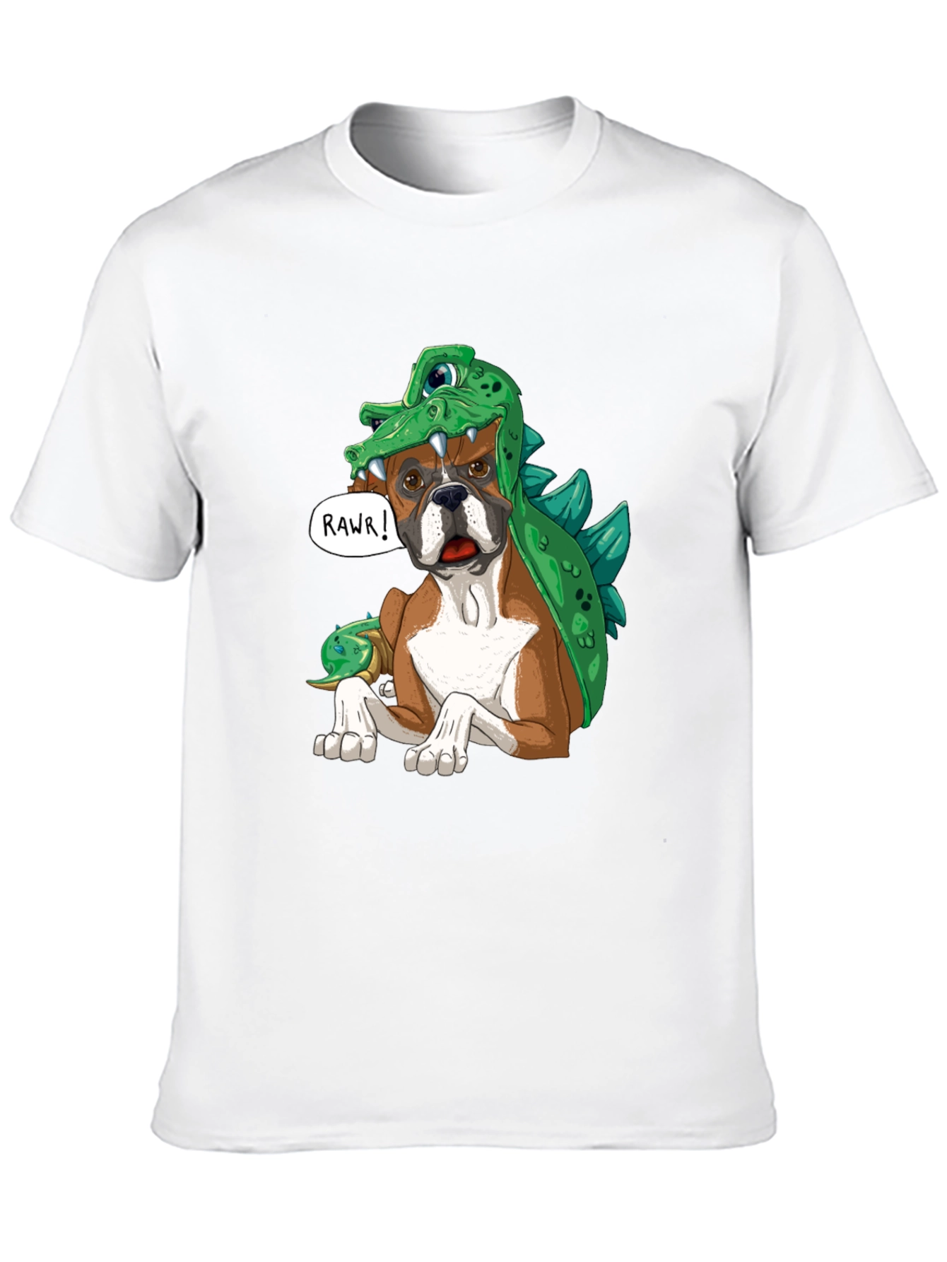 Dog in Dinosaur Costume T-Shirt - Rawr!