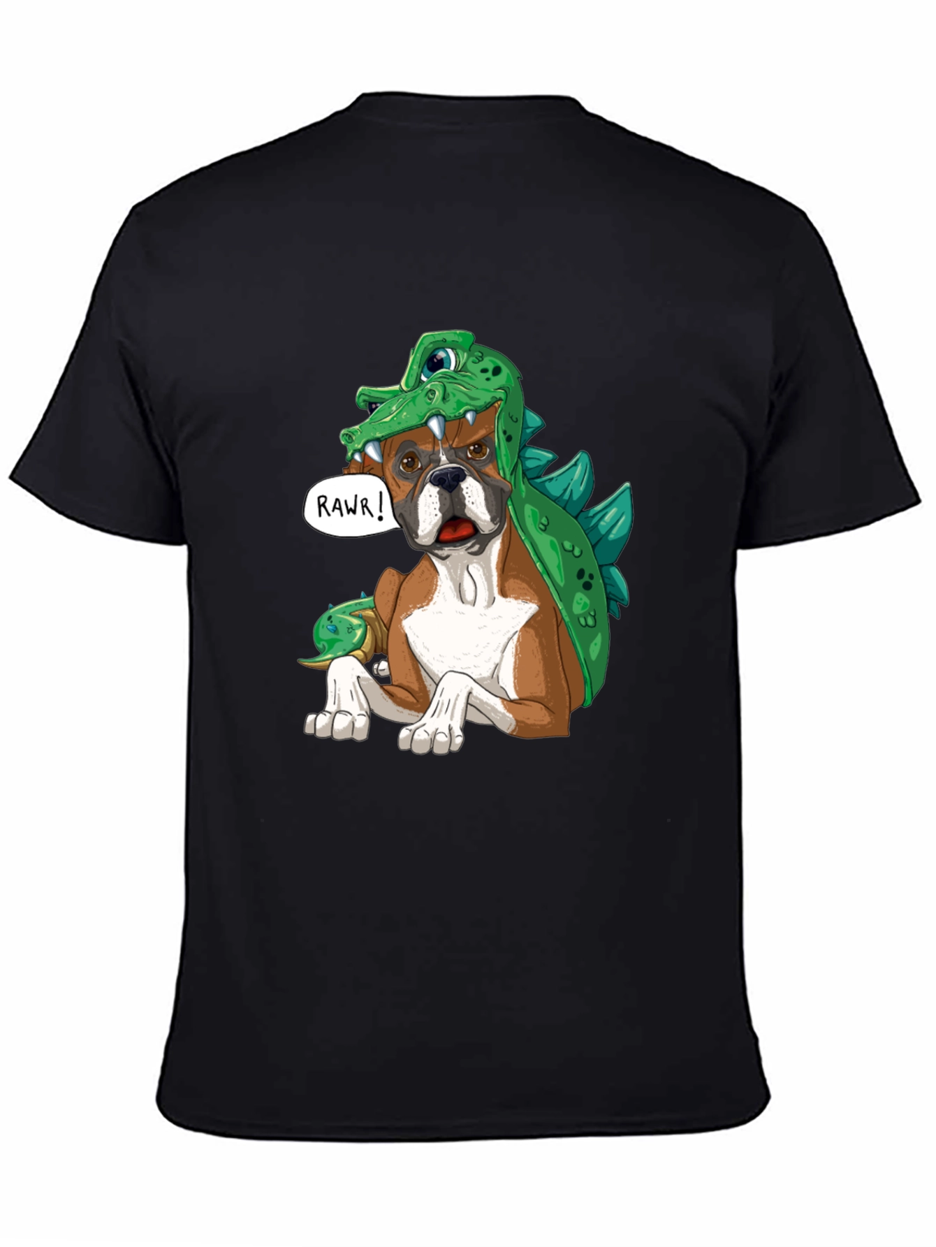 Dog in Dinosaur Costume T-Shirt - Rawr!