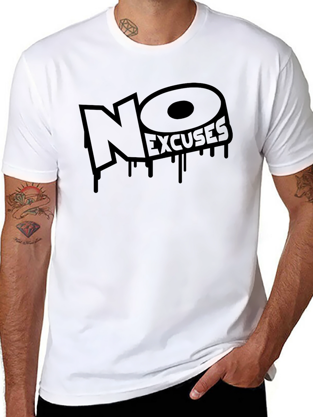 No Excuses Graphic Print Black T-Shirt