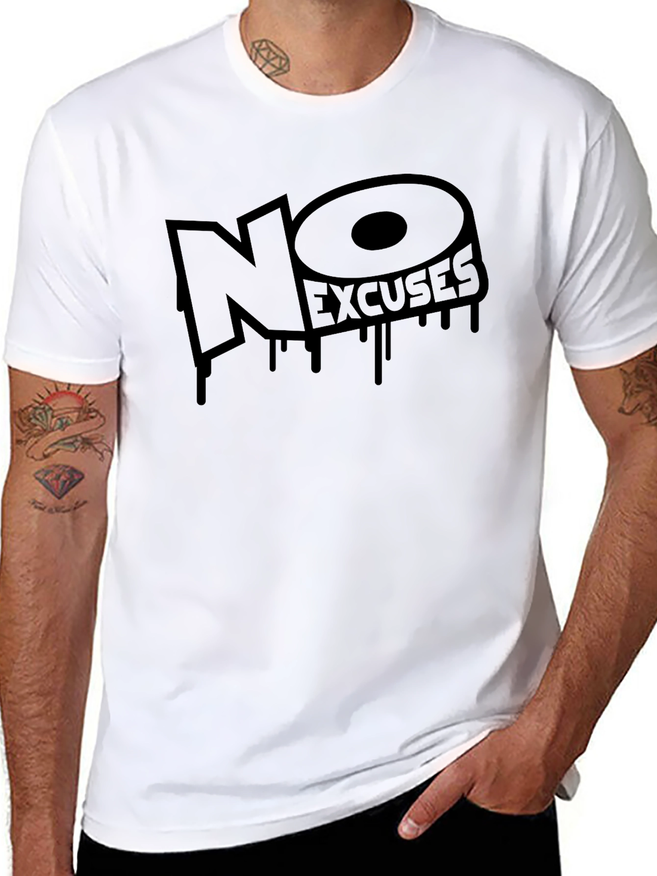 No Excuses Graphic Print Black T-Shirt