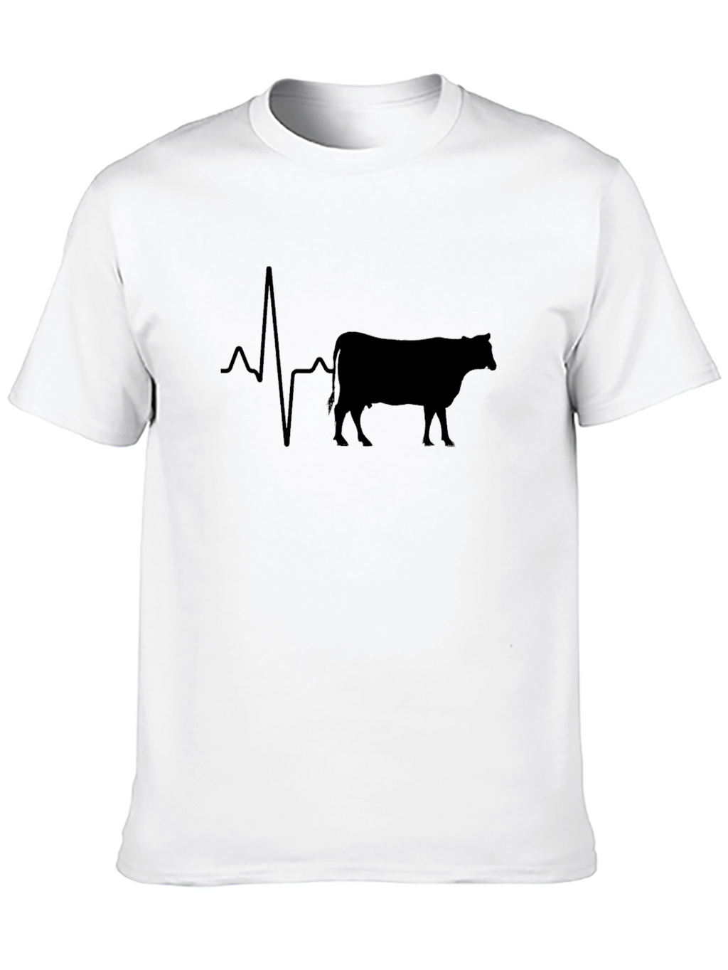Cow Heartbeat T-Shirt - Black Graphic Tee