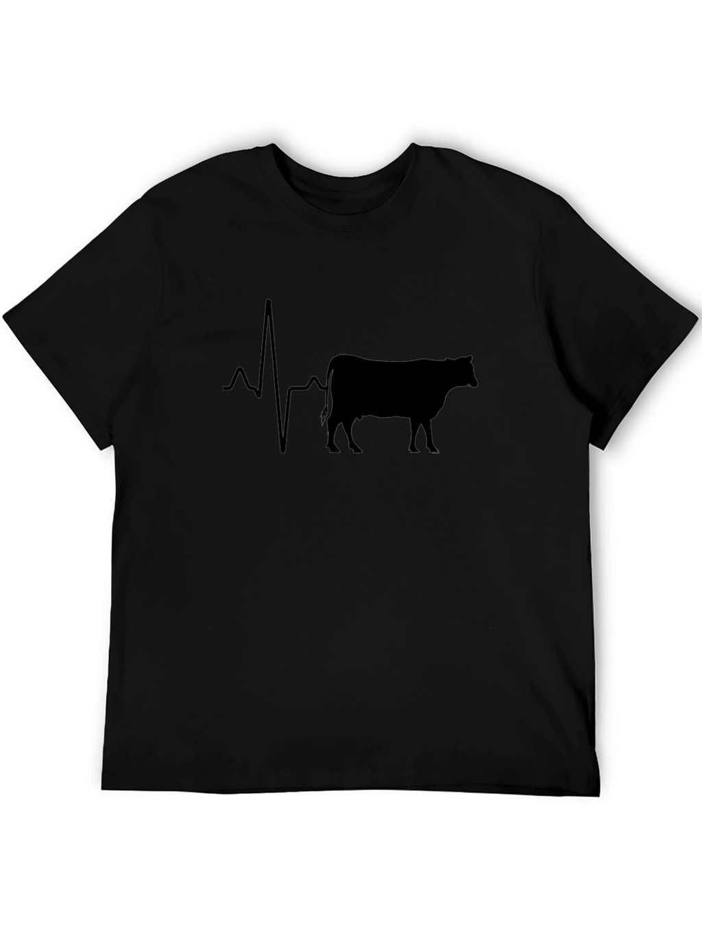 Cow Heartbeat T-Shirt - Black Graphic Tee