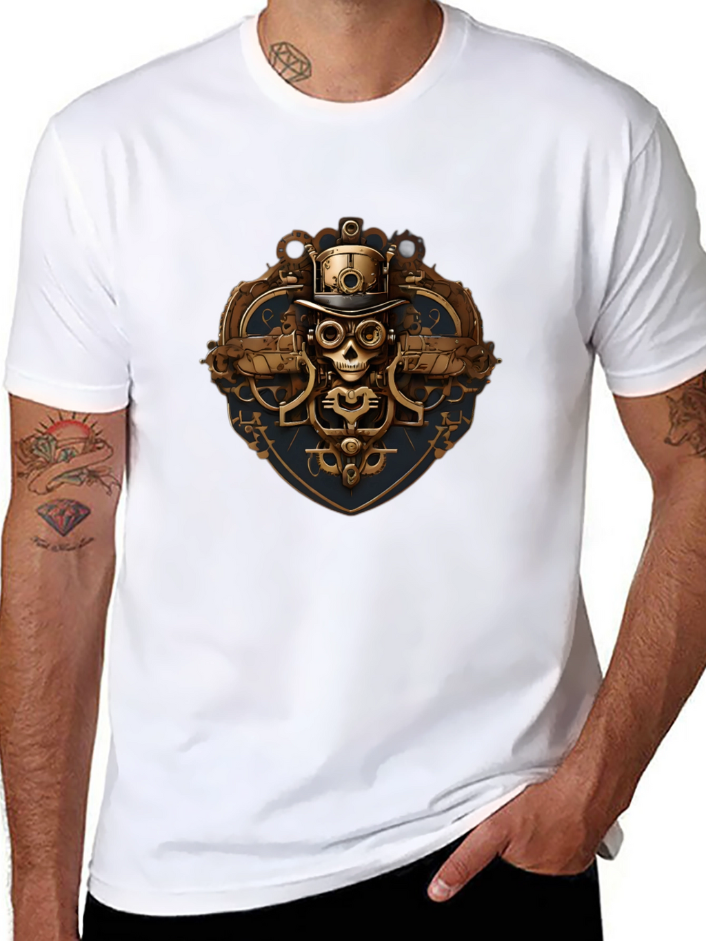 Steampunk Skull Graphic T-Shirt