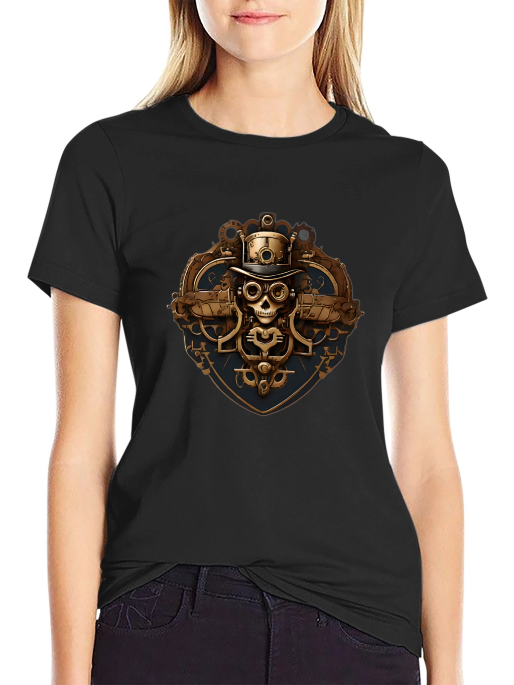 Steampunk Skull Graphic T-Shirt