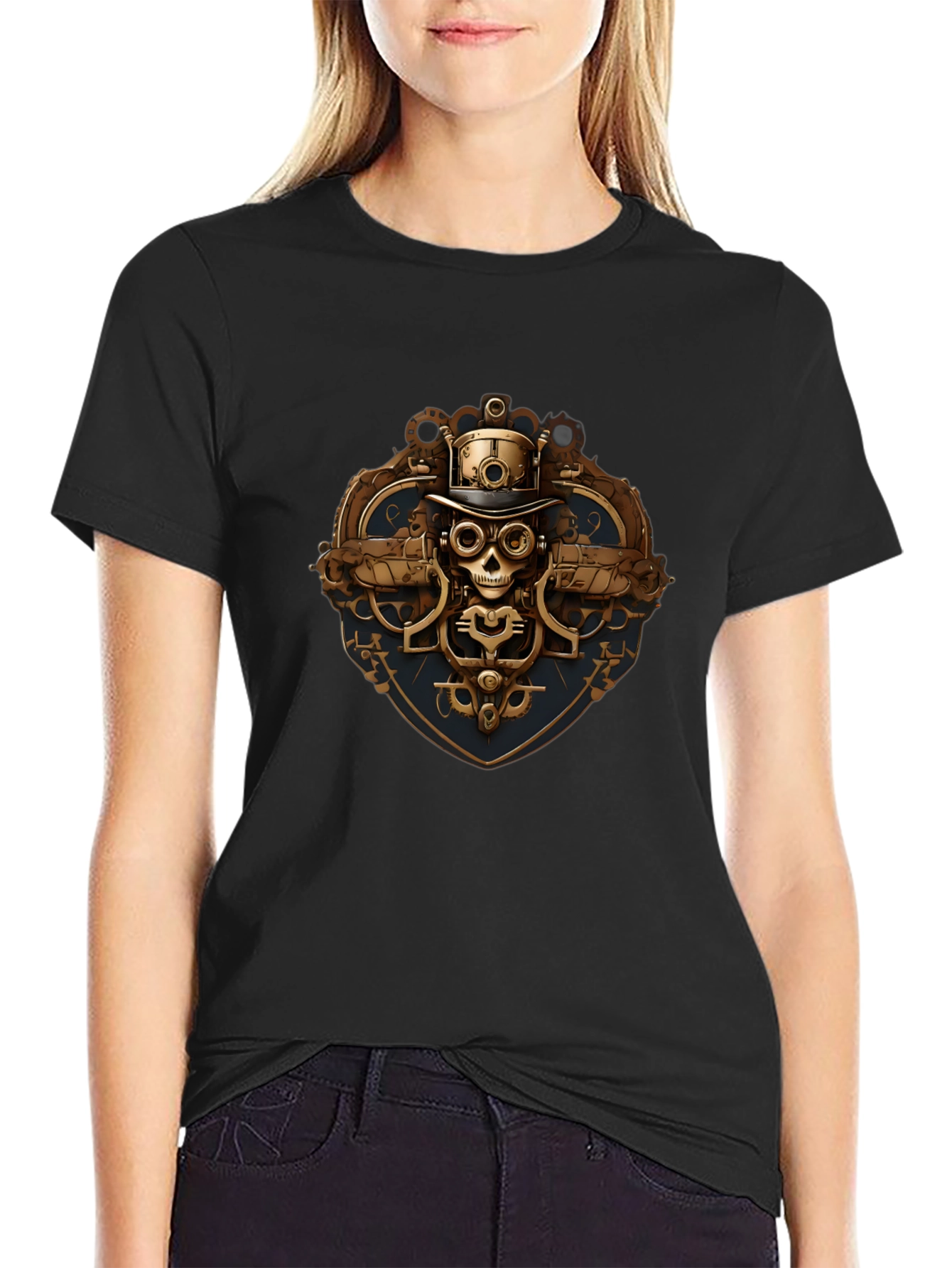 Steampunk Skull Graphic T-Shirt