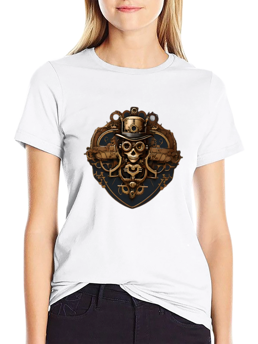 Steampunk Skull Graphic T-Shirt