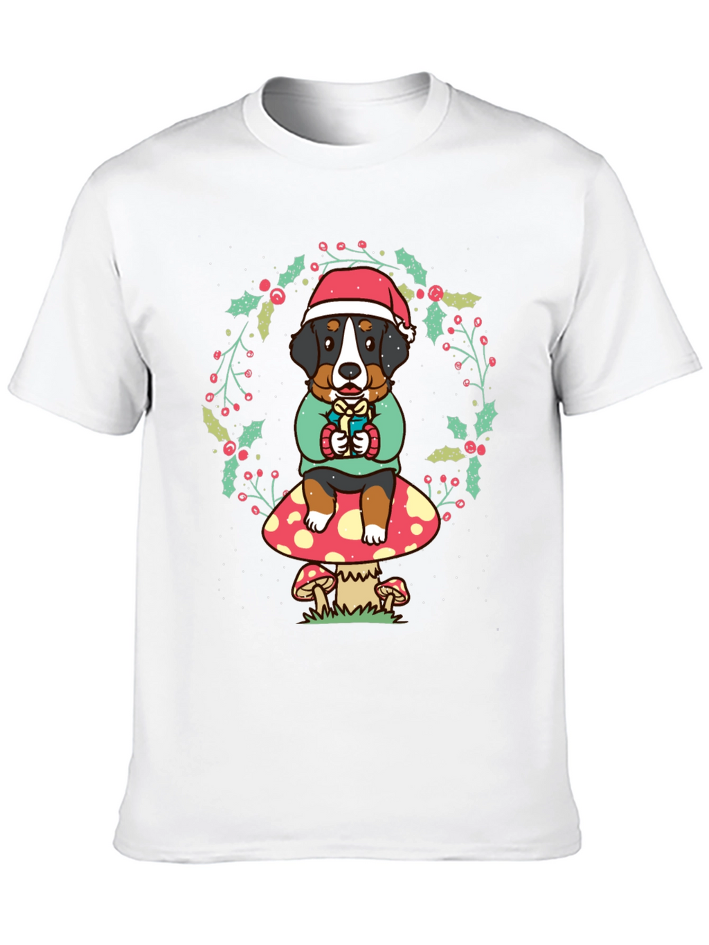 Holiday Dog on Mushroom Graphic Tee
