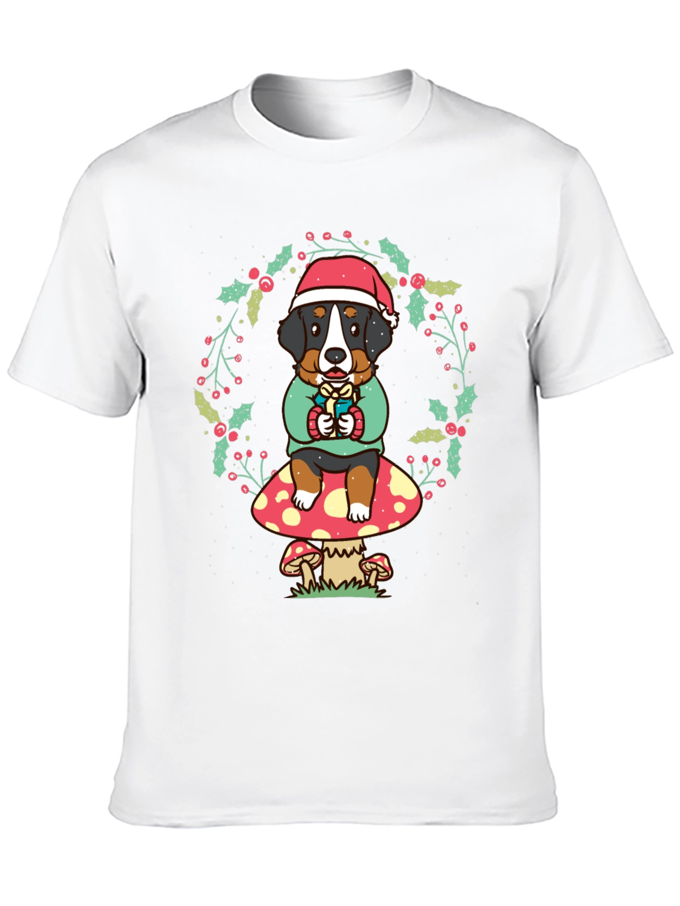 Holiday Dog on Mushroom Graphic Tee