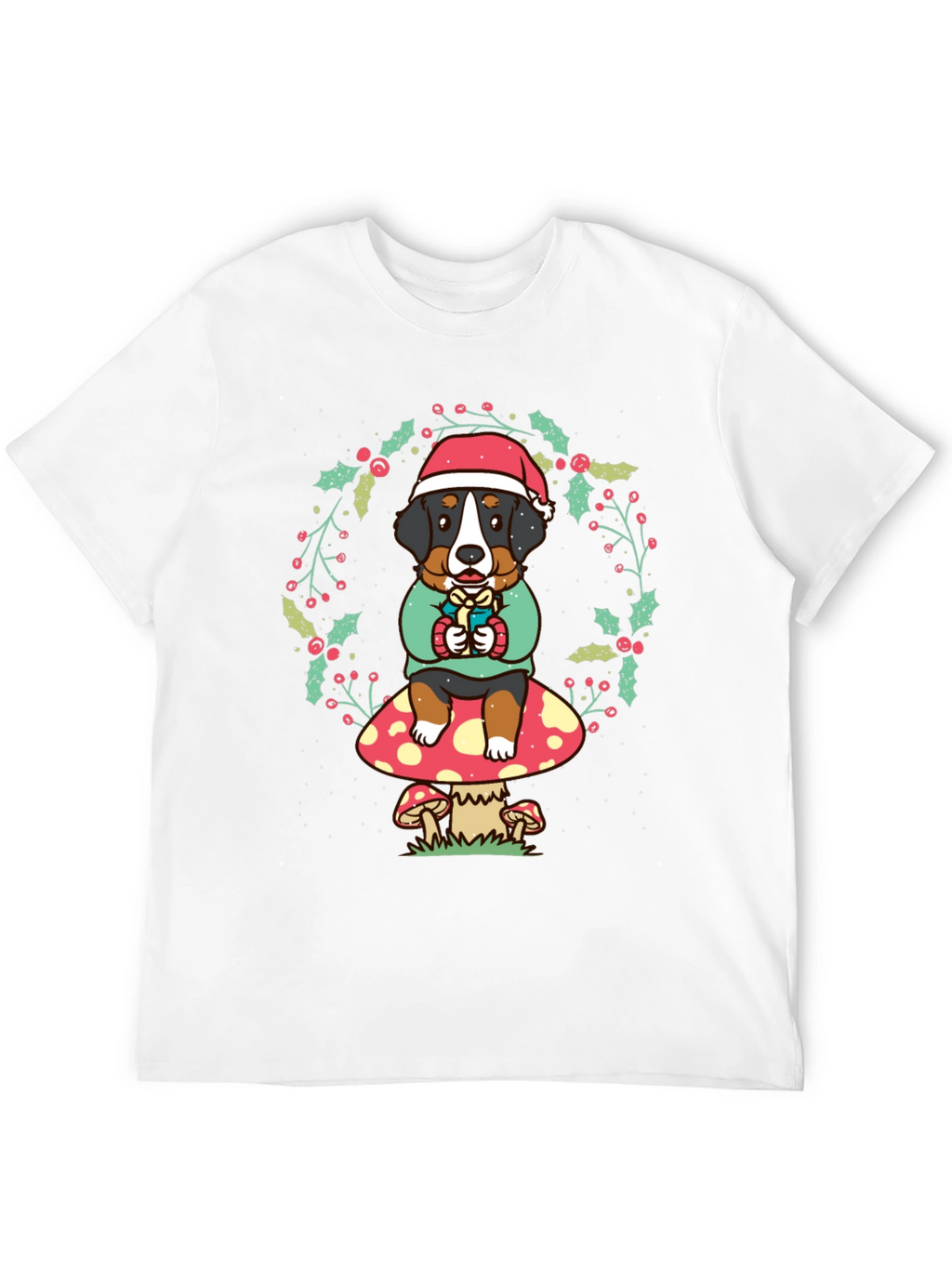 Holiday Dog on Mushroom Graphic Tee