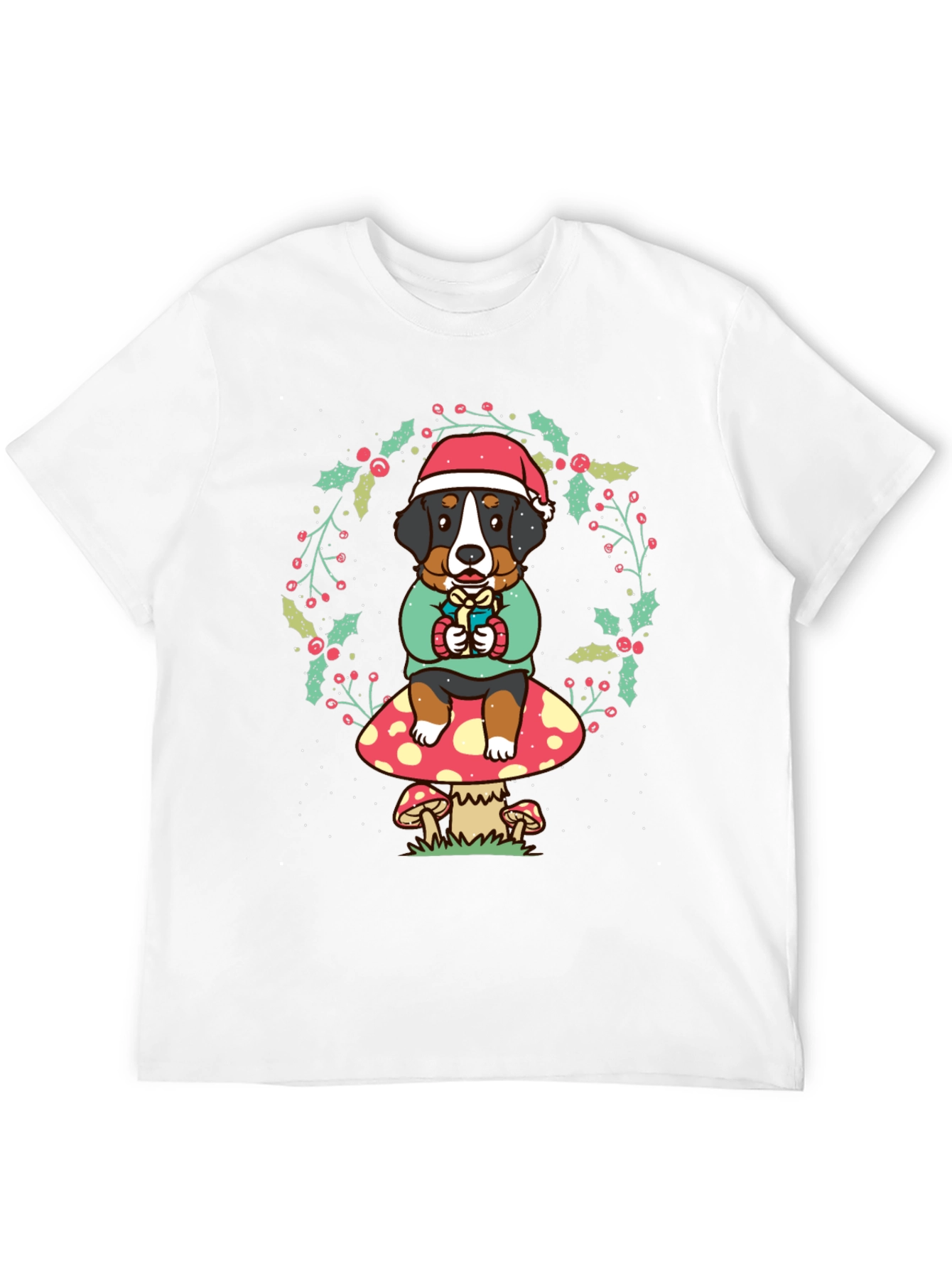 Holiday Dog on Mushroom Graphic Tee