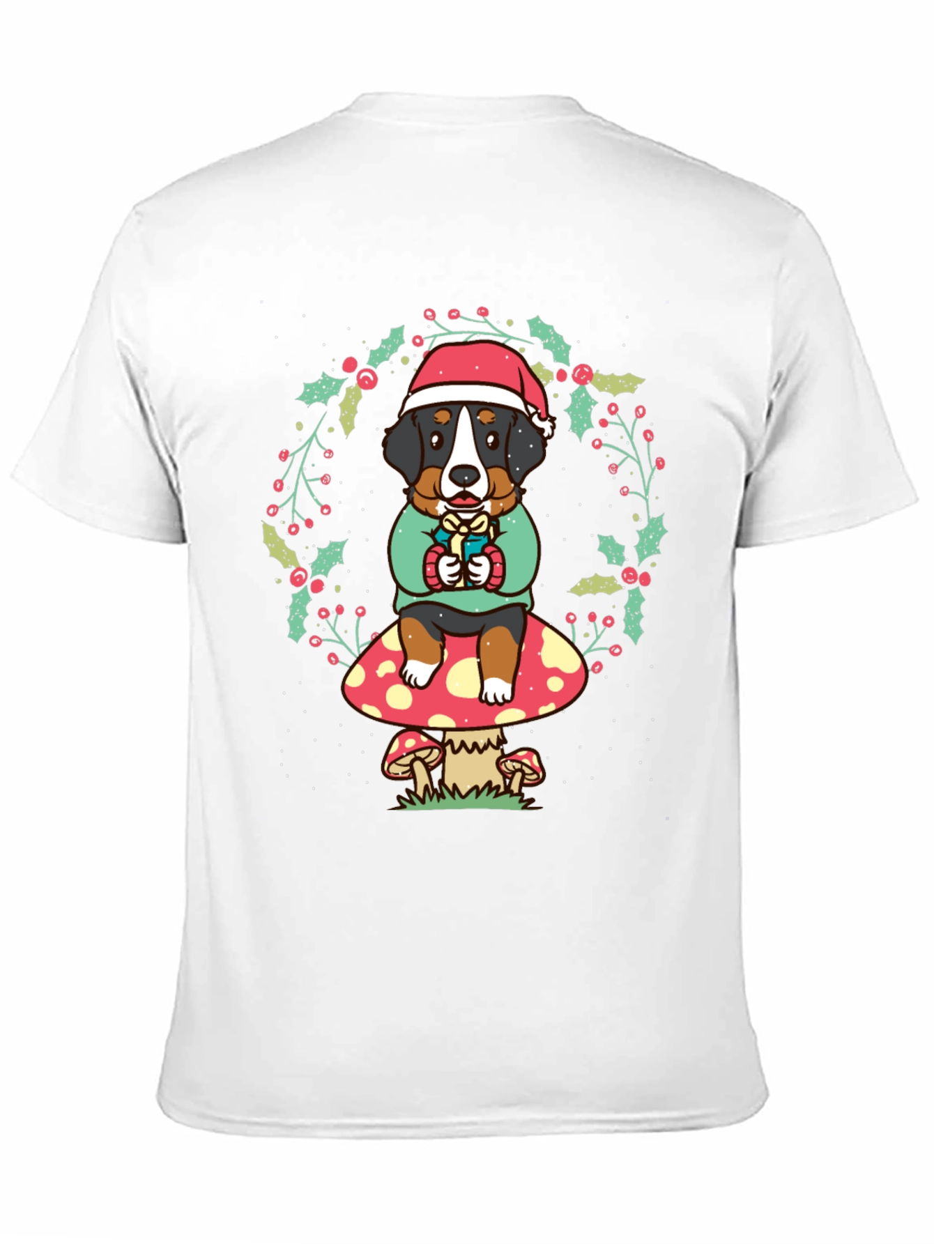 Holiday Dog on Mushroom Graphic Tee